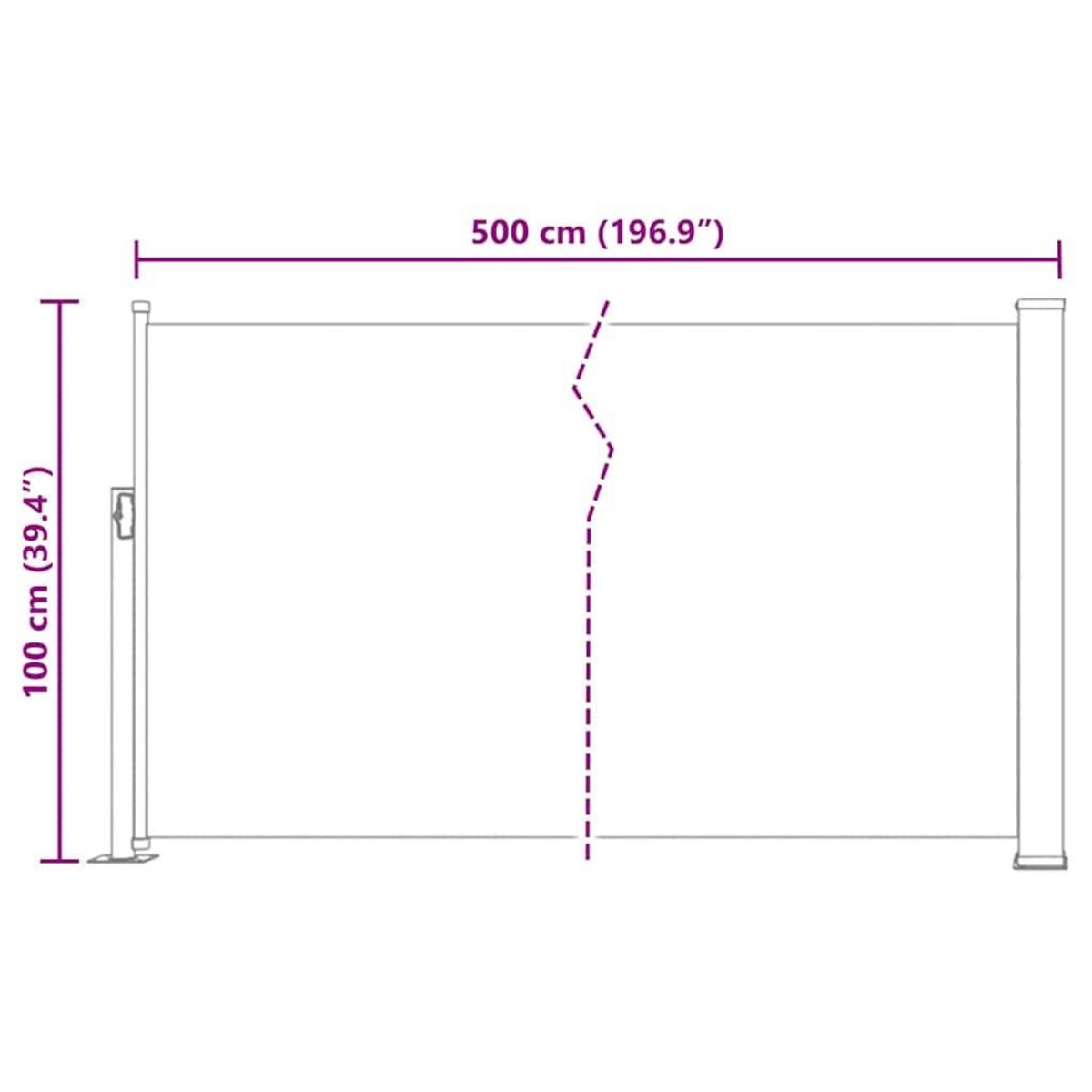 VIDAXL Auvent lateral retractable de patio 100x500 cm Gris