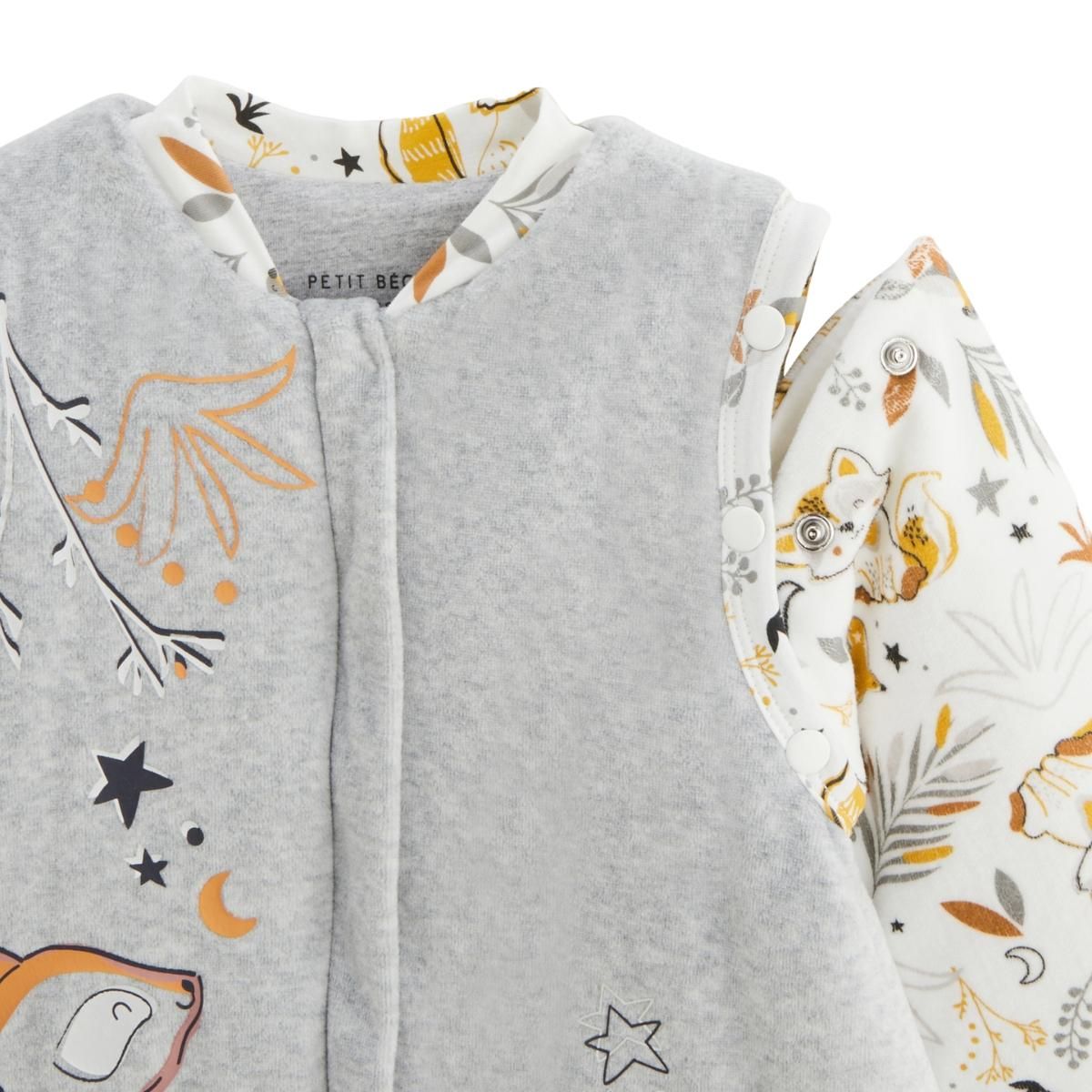 Petit Béguin Turbulette d'hiver en velours avec pieds retroussables et manches amovibles Petit Loup