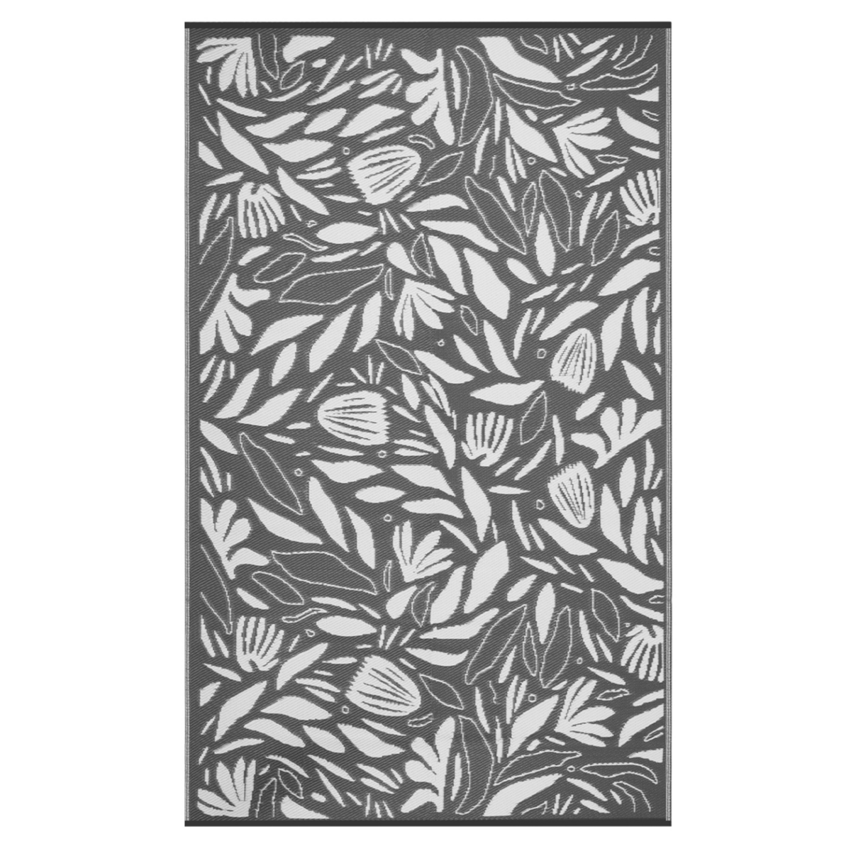 ID MARKET Tapis extérieur FLOWER gris et blanc 180 x 280 CM