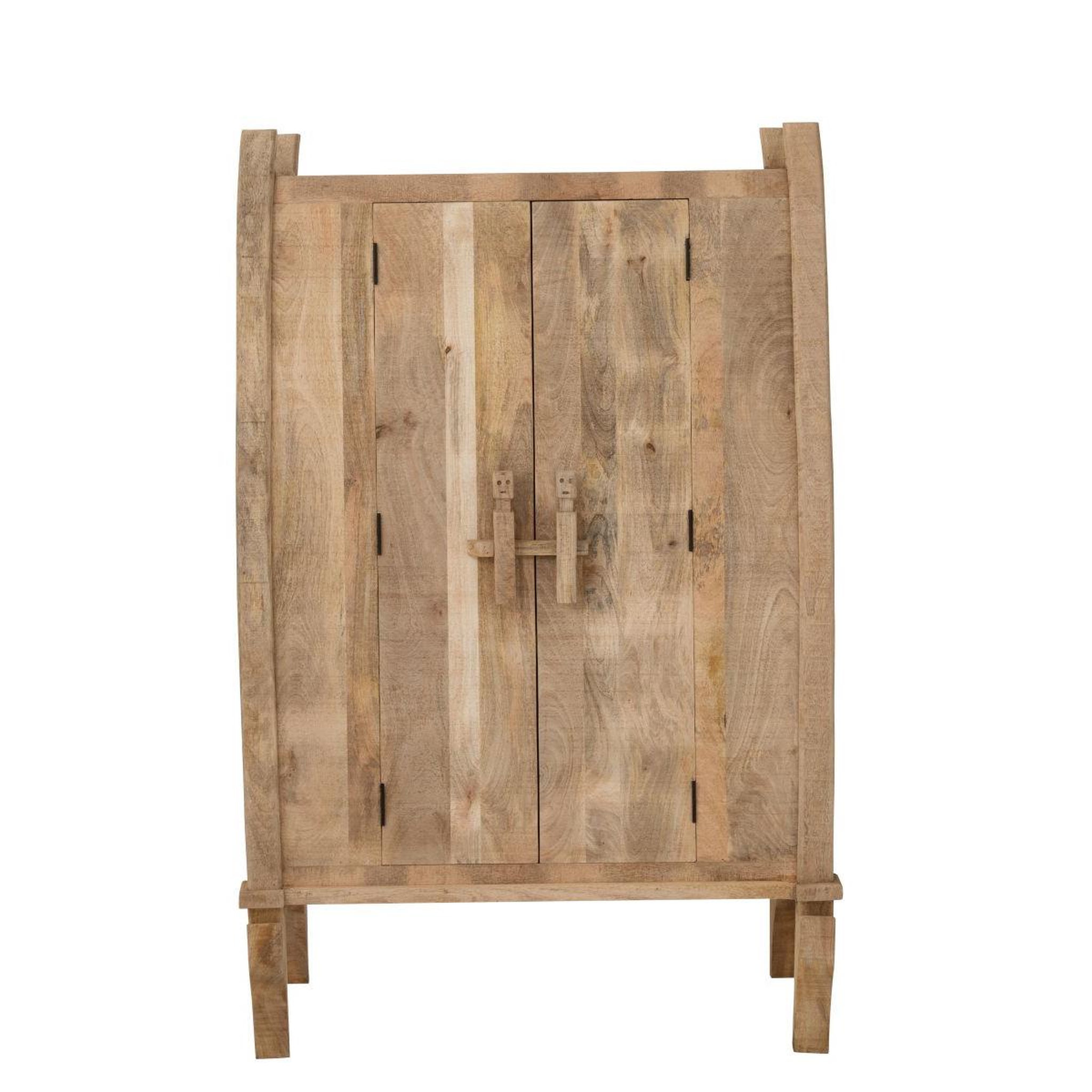 Voir la diapositive 2 : J-LINE Armoire en bois de manguier  silex  110cm naturel