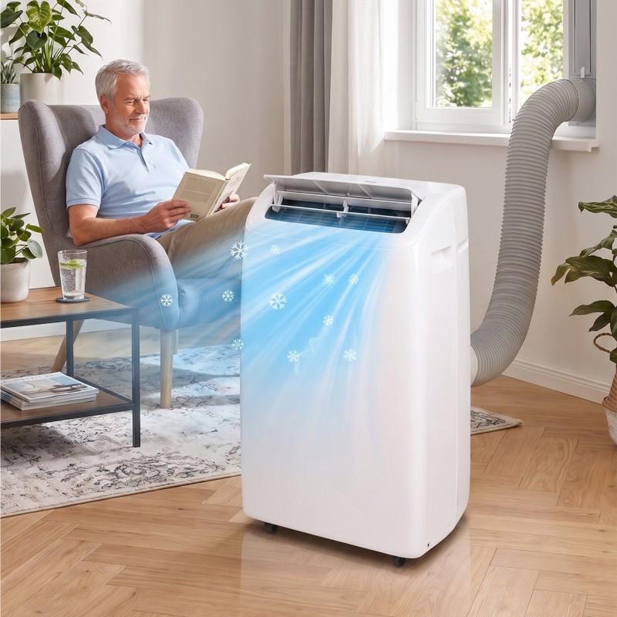 Voir la diapositive 3 : Climatiseur mobile réversible 2-en-1 – froid et chaud – 3 500 w – wi-fi
