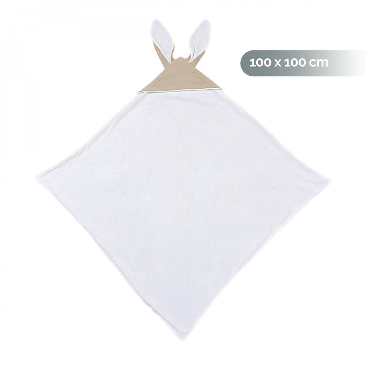 Monsieur Bébé Cape, sortie de bain pour bébé intérieur 100 % coton - 100 x 100 cm - Lapin - Beige