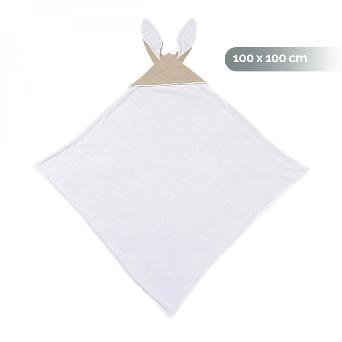 Monsieur Bébé Cape, sortie de bain pour bébé intérieur 100 % coton - 100 x 100 cm - Lapin - Beige