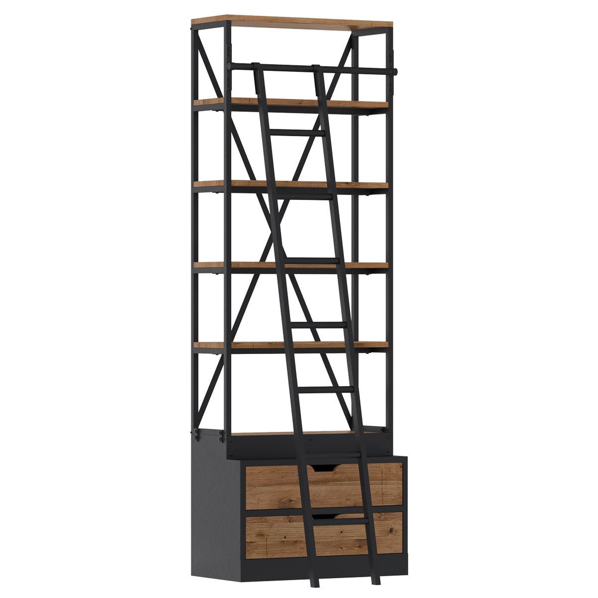 Voir la diapositive 5 : MAISON PAVANE Petite bibliothèque 86 cm en bois et métal-kasi