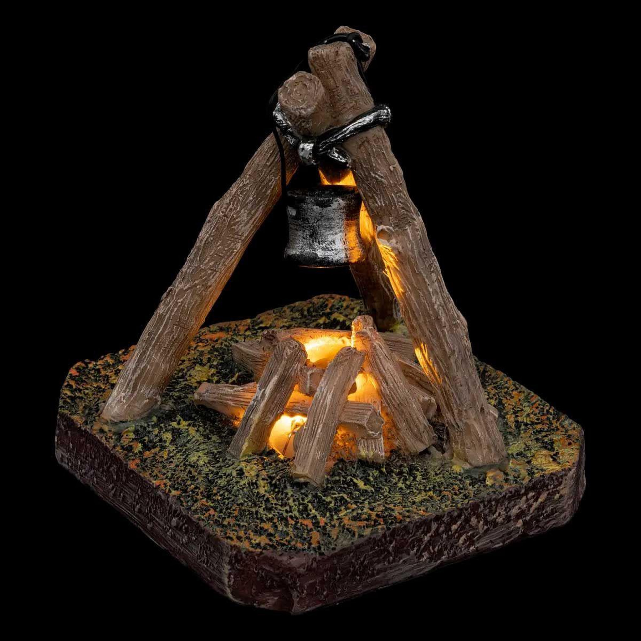 Voir la diapositive 2 : FEERIC LIGHT & CHRISTMAS Accessoire crèche de noël  coin du feu  10cm marron
