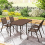 Voir la diapositive 4 : OUTSUNNY Lot de 4 chaises de jardin empilables design néo-rétro avec hauts dossiers accoudoirs acier époxy PP marron