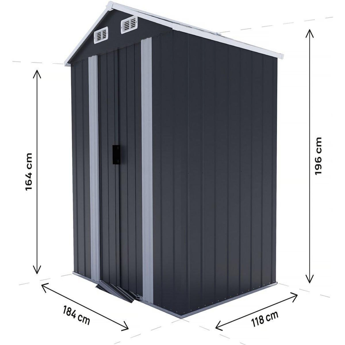 Habitat et Jardin Abri de jardin en métal avec porte coulissante  Boston  - 2,17 m² - Gris