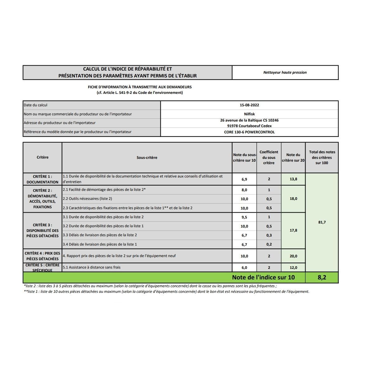 Nilfisk Nettoyeur haute pression 130bars - 128471256