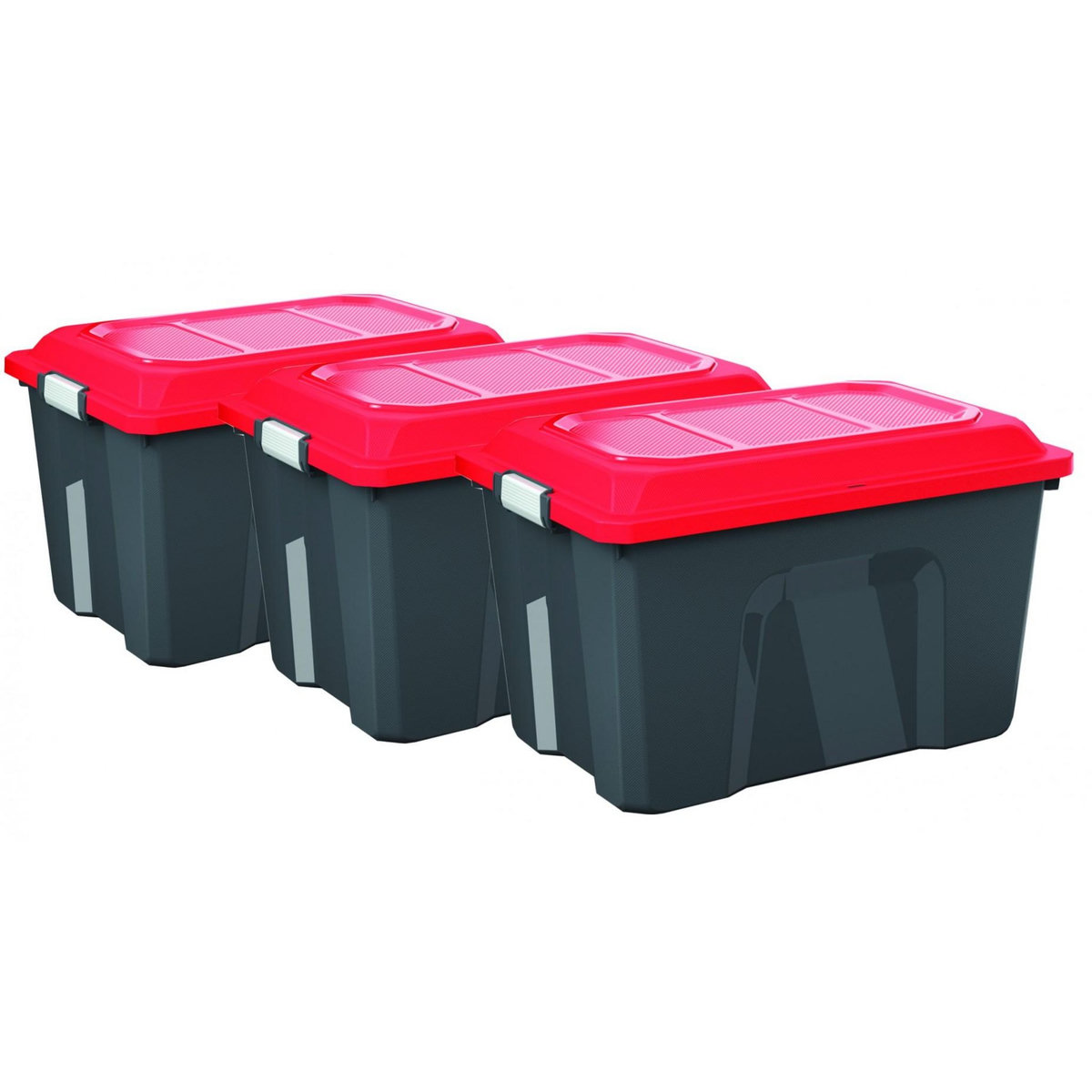 CENTRALE BRICO Lot de 3 malles SUNDIS plastique noir / rouge cm
