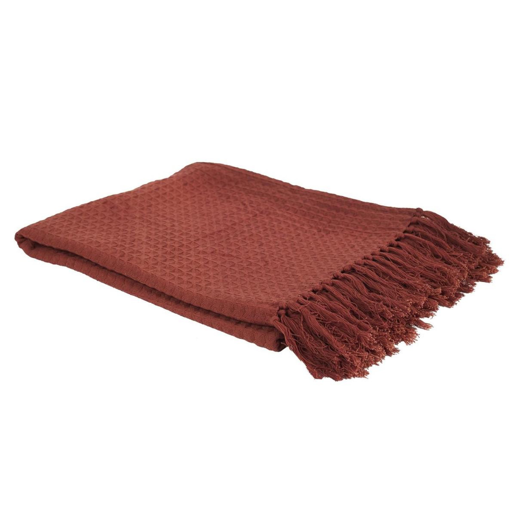 Voir la diapositive 2 : The Home Deco Factory Jeté de canapé  gaufré  130x160cm terracotta