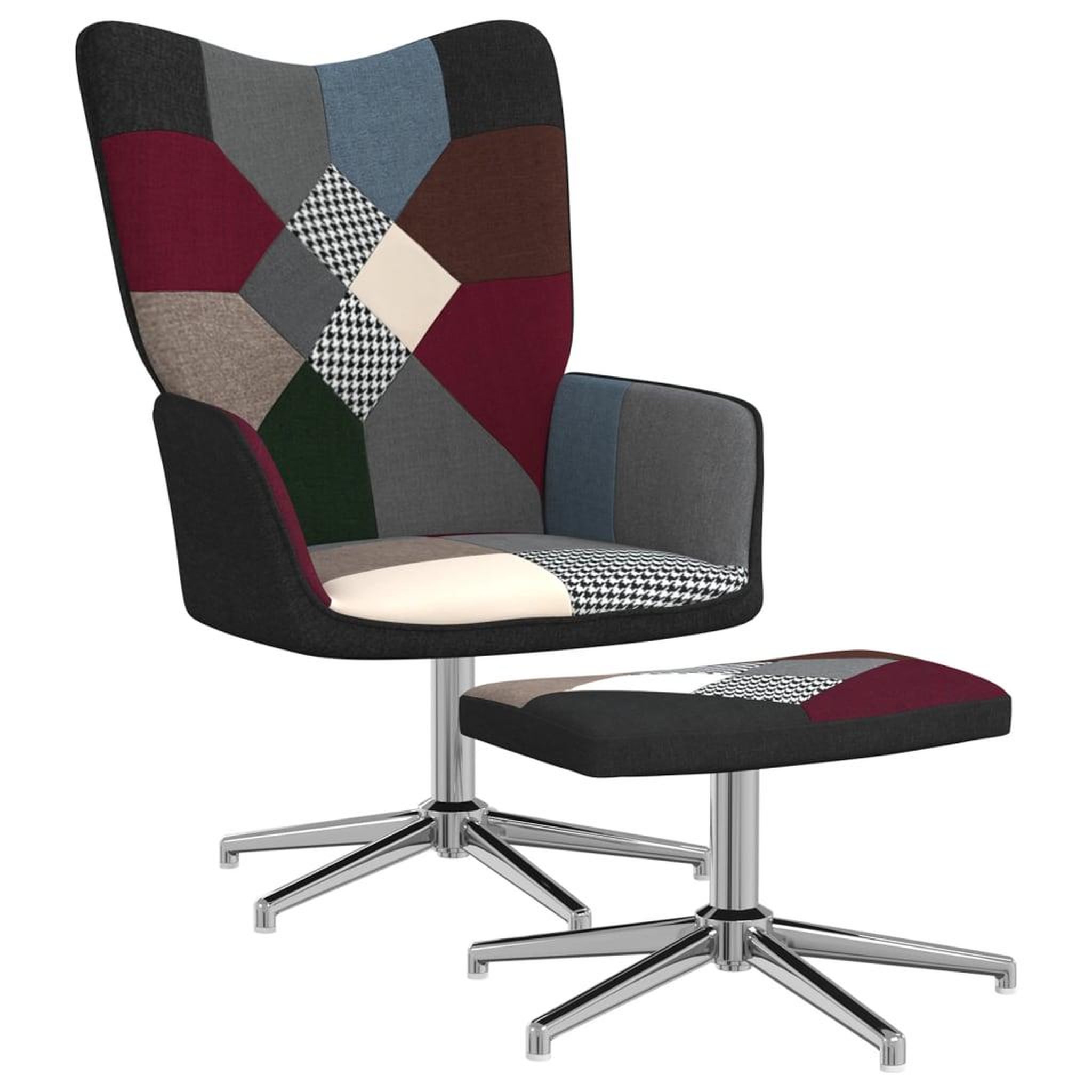 Voir la diapositive 1 : VIDAXL Chaise de relaxation avec tabouret Patchwork Tissu