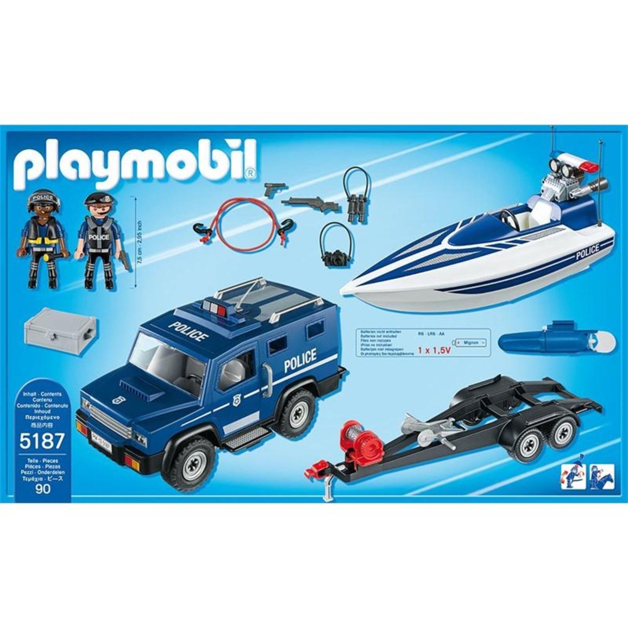 Voir la diapositive 3 : PLAYMOBIL Fourgon et vedette de police - Avec moteur submersible
