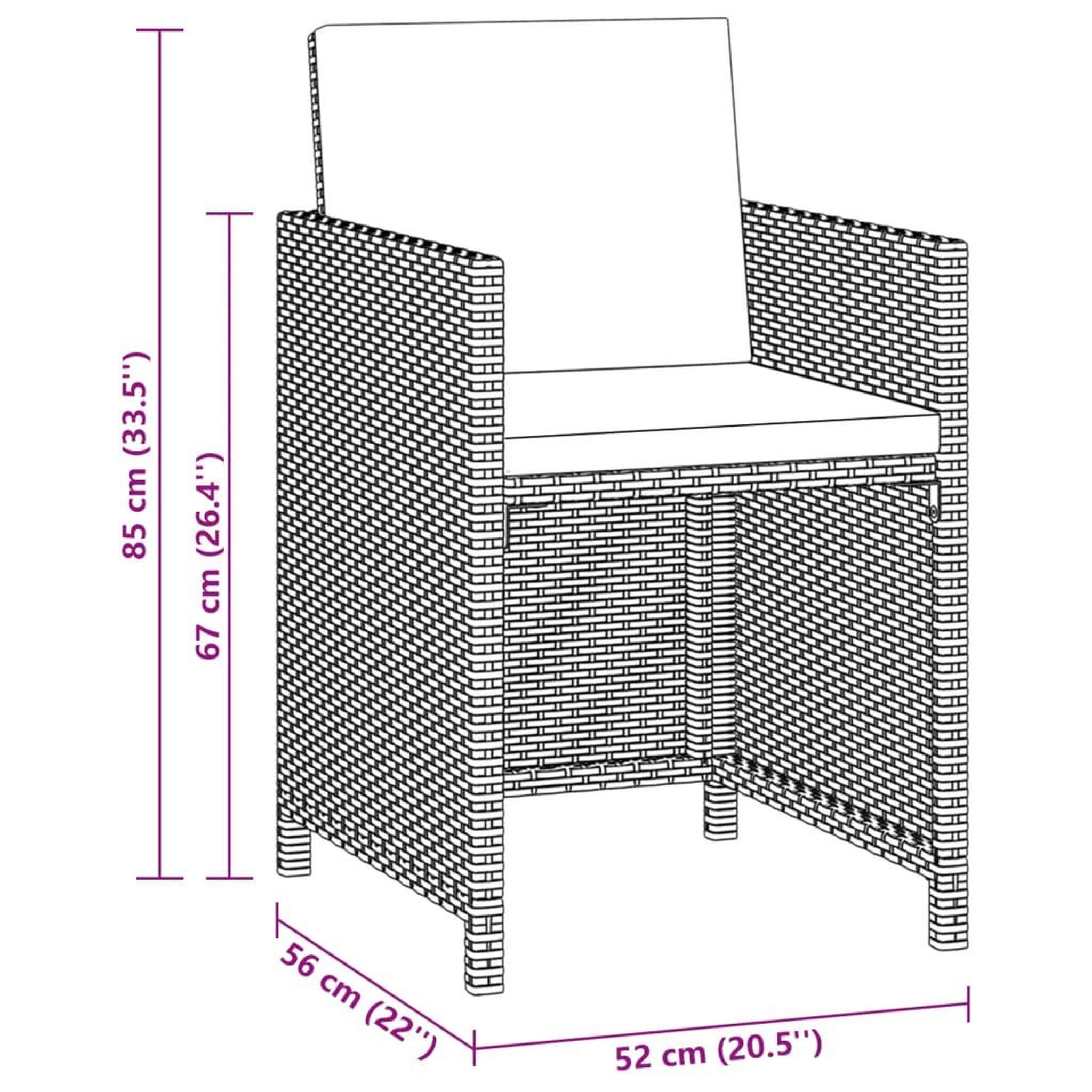 Voir la diapositive 6 : VIDAXL Ensemble a manger de jardin coussins 3pcs Resine tressee Gris