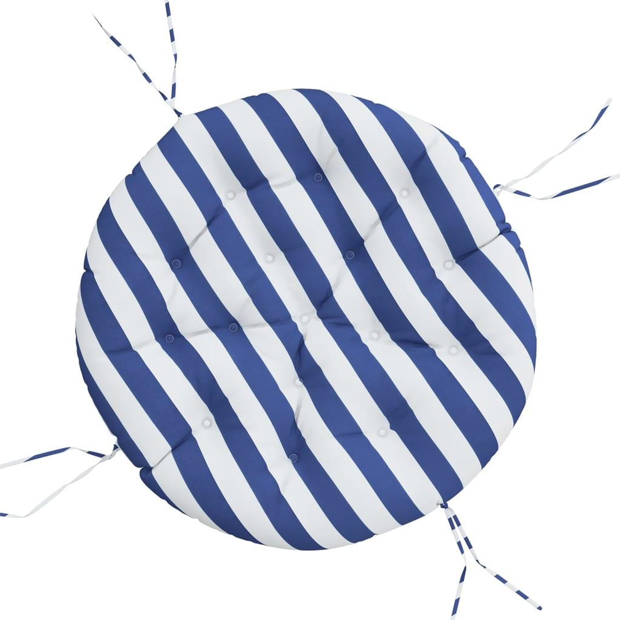 Voir la diapositive 2 : VIDAXL Coussin rond rayure bleue/blanche Ø 100 x11 cm tissu oxford