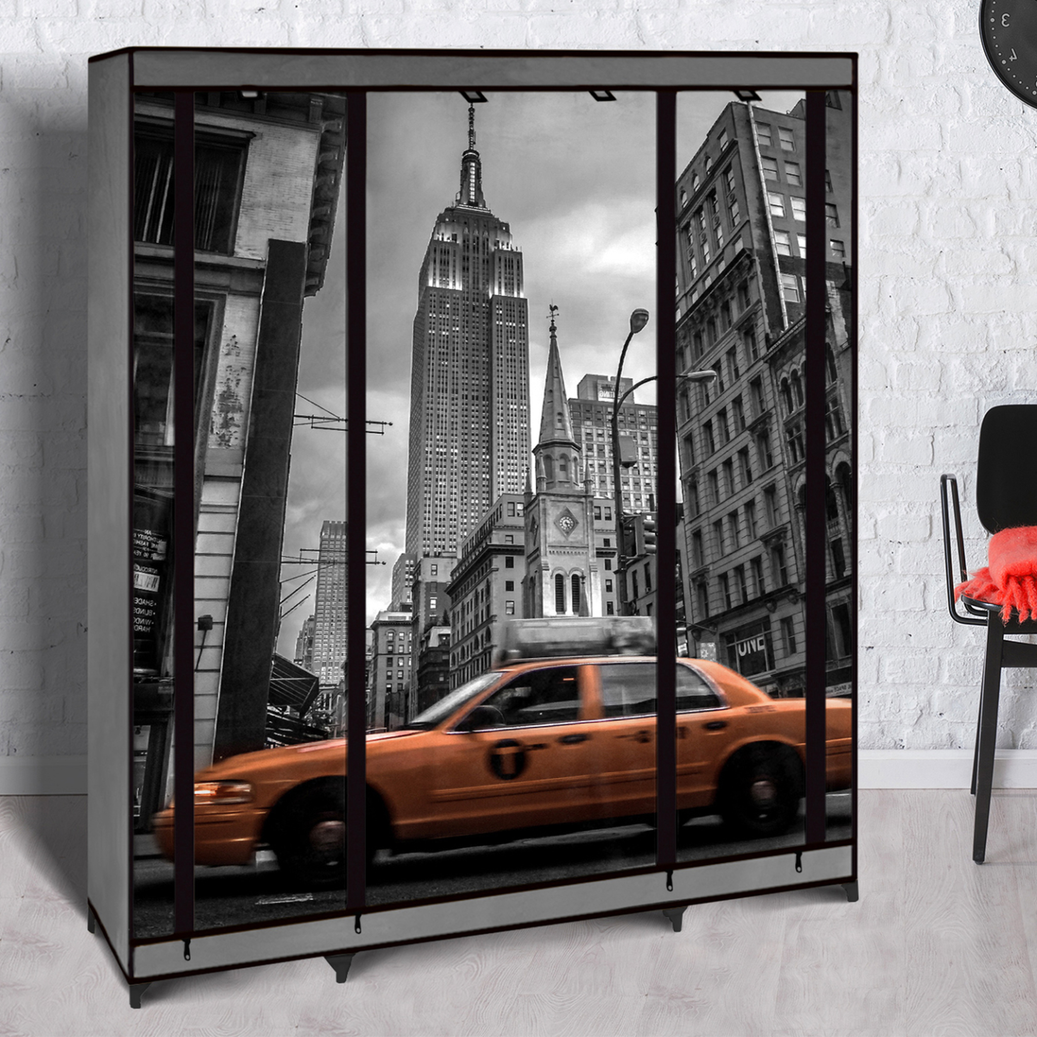 Voir la diapositive 4 : ID MARKET Armoire de rangement penderie pliable vêtements en tissu new-york dressing xxl