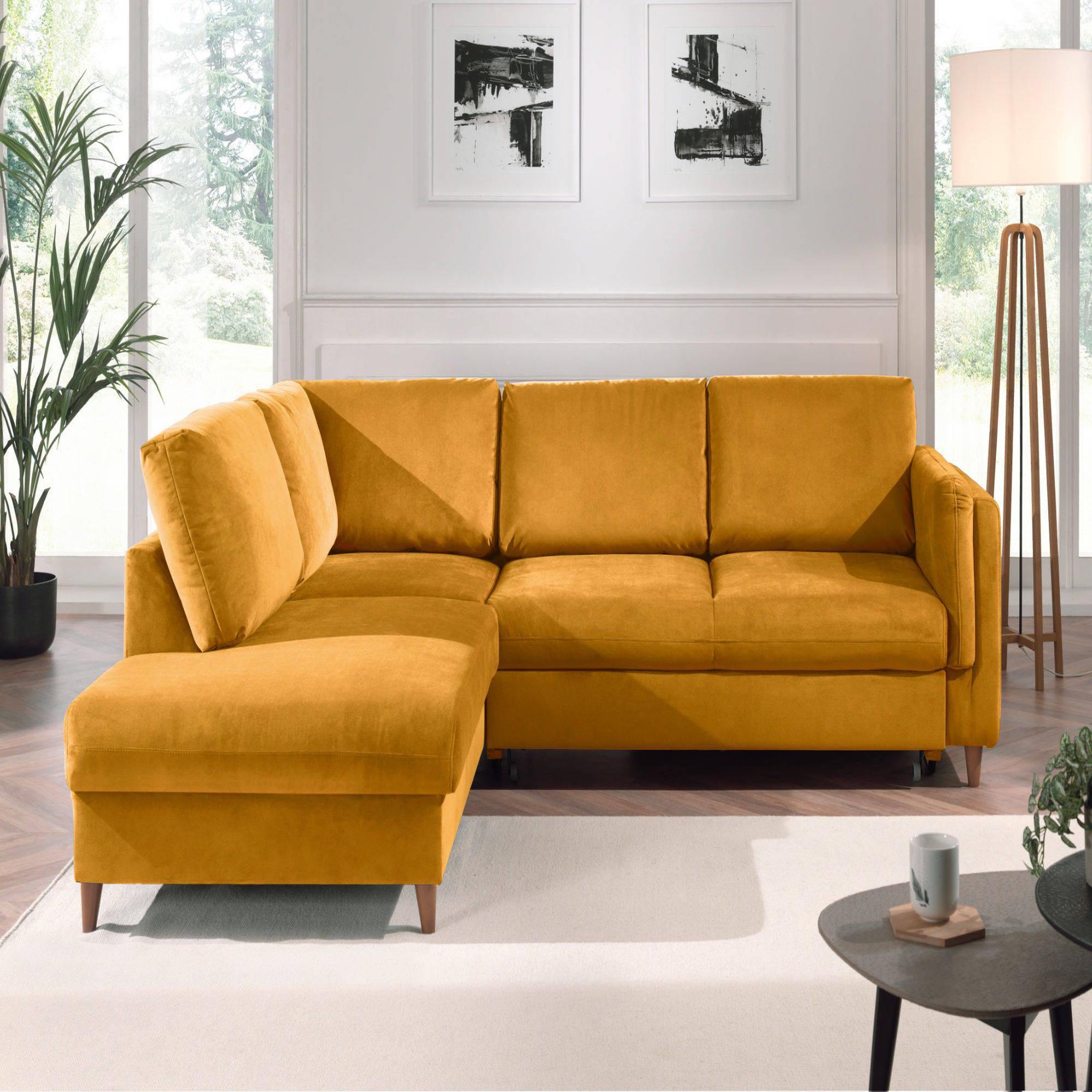 Voir la diapositive 5 : LISA DESIGN Brooke - canapé d'angle gauche - convertible - 5 places - en velours
