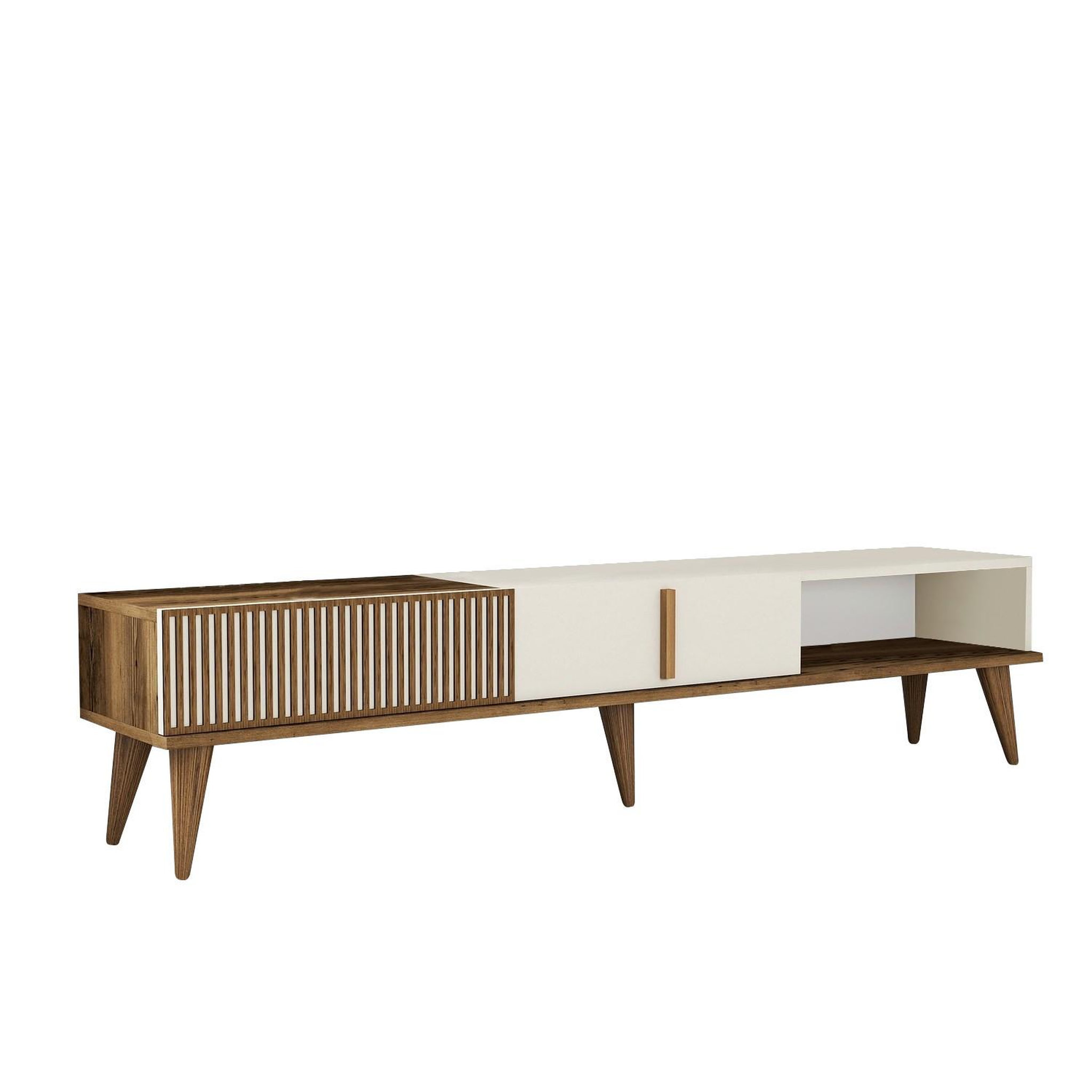 Habitat et Jardin Meuble tv en bois  milan  - 180 x 35 x 40 cm - crème de noix