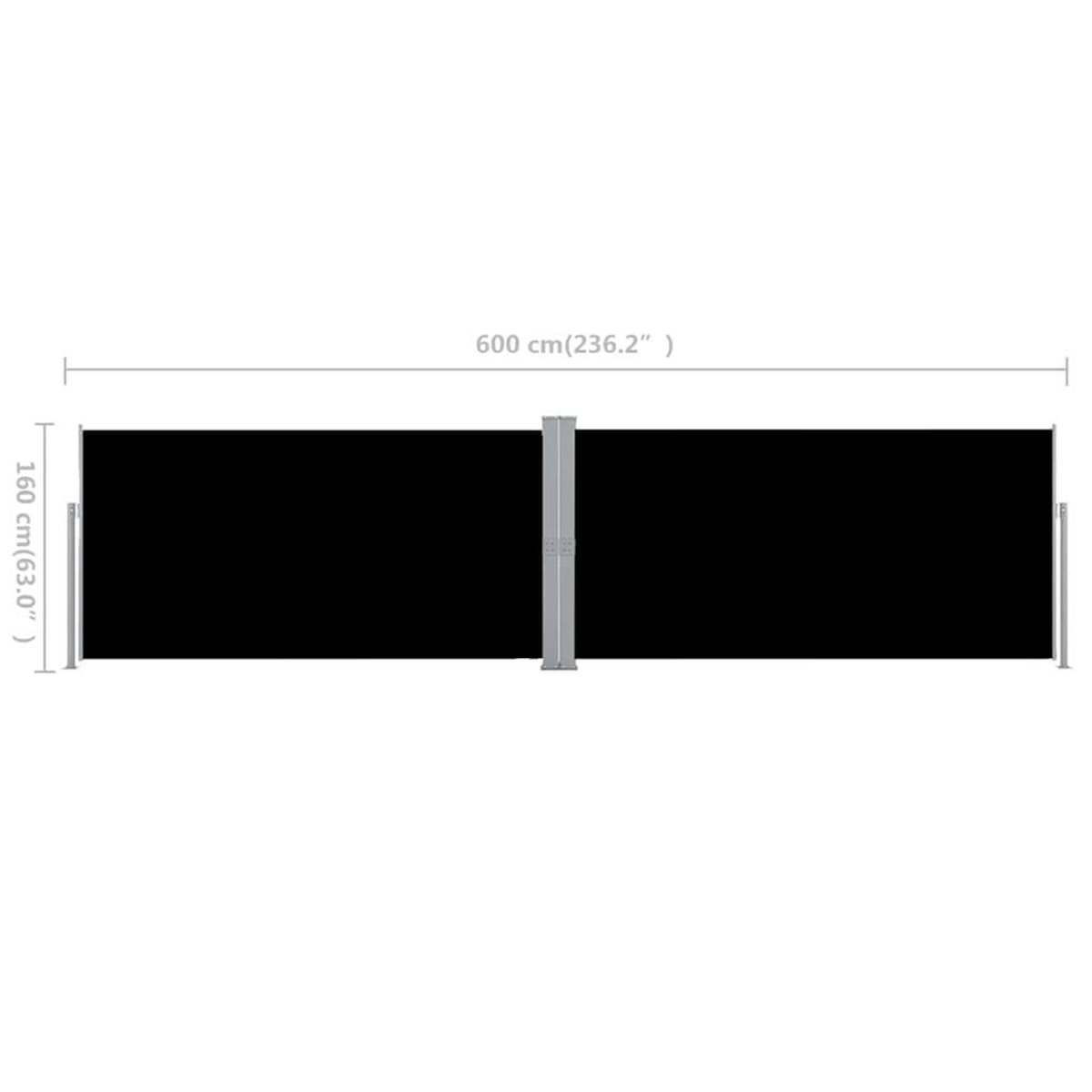 VIDAXL Auvent lateral retractable Noir 160 x 600 cm