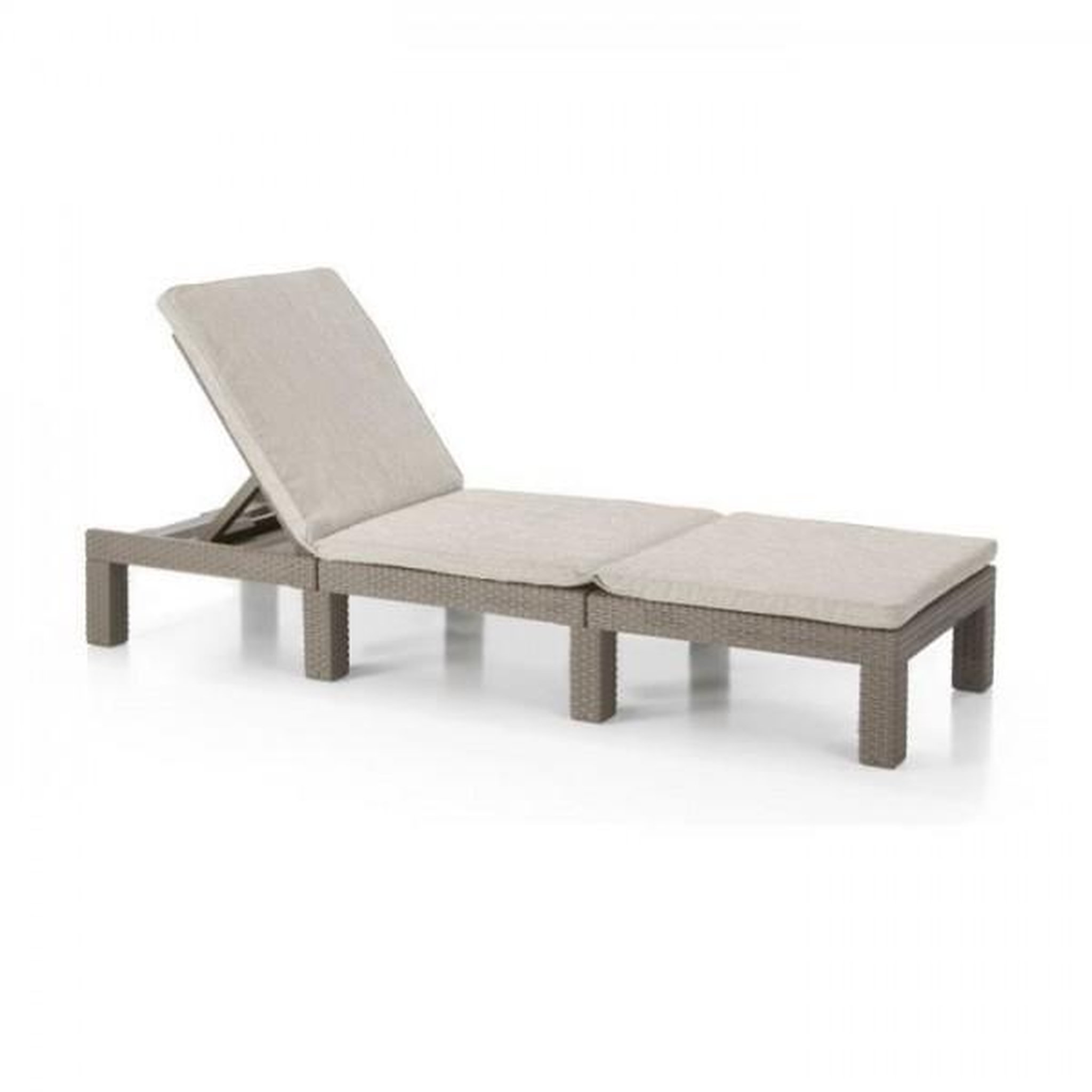 ALLIBERT by KETER Transat Bain de soleil - Allibert by KETER - DAYTONA - en résine imitation rotin tressé - coussin - dossier réglable - cappuccino