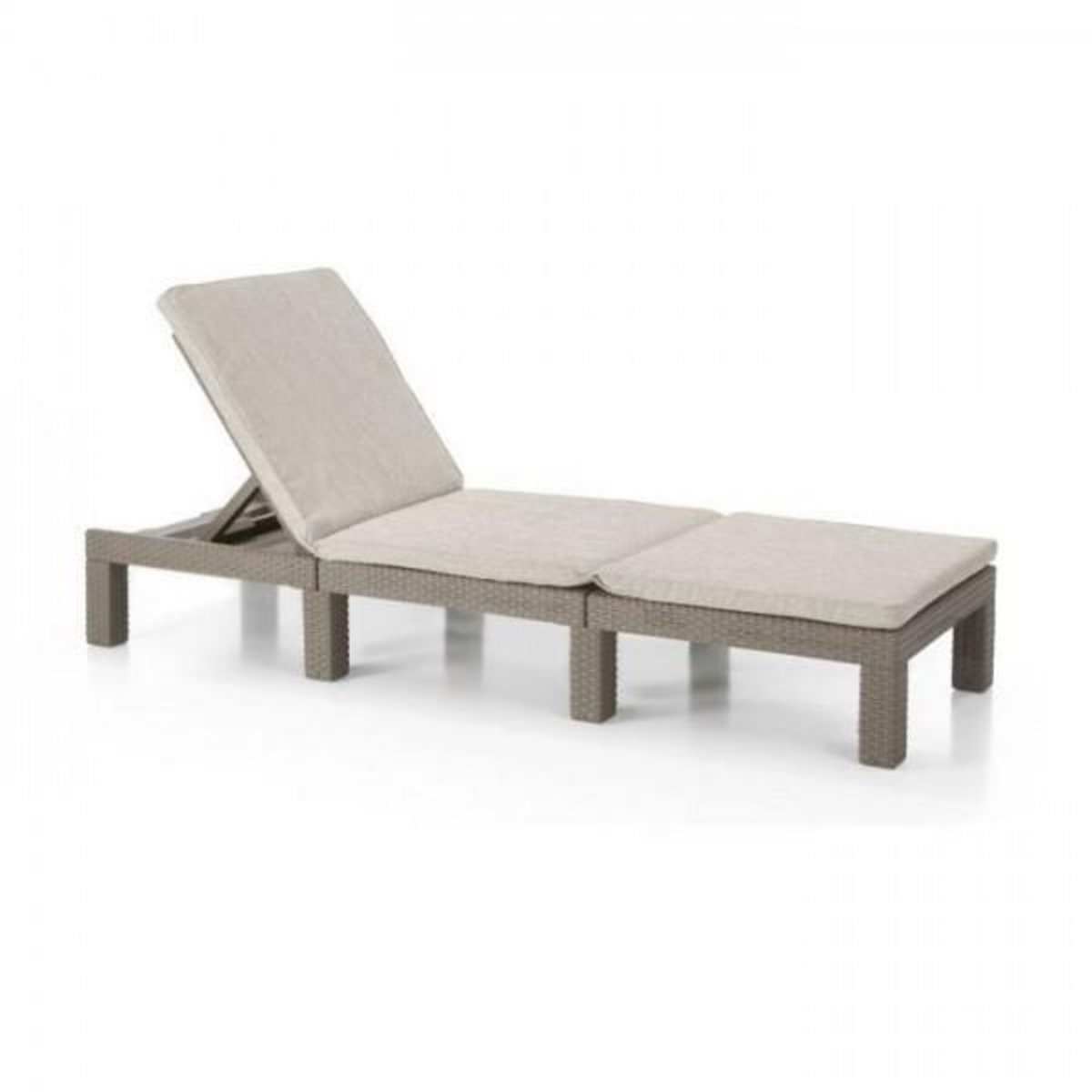 ALLIBERT by KETER Transat Bain de soleil - Allibert by KETER - DAYTONA - en résine imitation rotin tressé - coussin - dossier réglable - cappuccino
