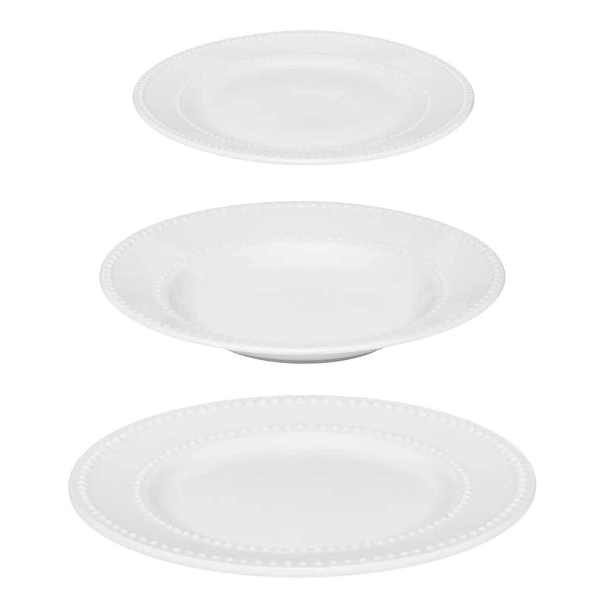SECRET DE GOURMET Service de table en porcelaine 18 pièces  perle  27cm blanc