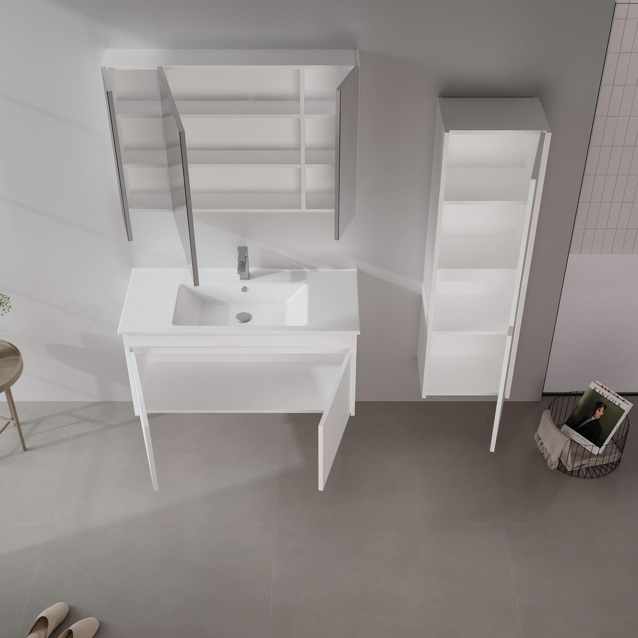 Voir la diapositive 3 : Habitat et Jardin Meuble Vasque  Side 100 v3  - 100 x 45 x 52 cm - Matte White