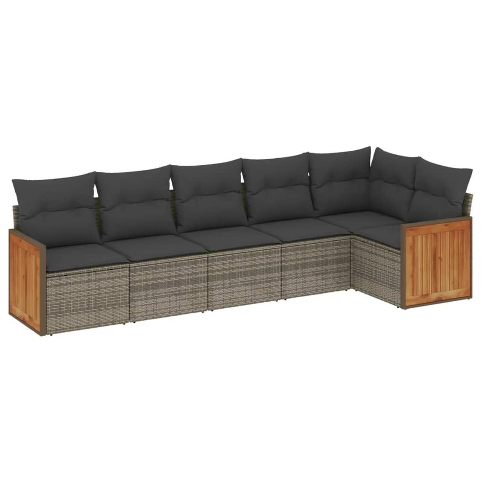 Voir la diapositive 2 : VIDAXL Salon de jardin 6 pcs avec coussins gris resine tressee