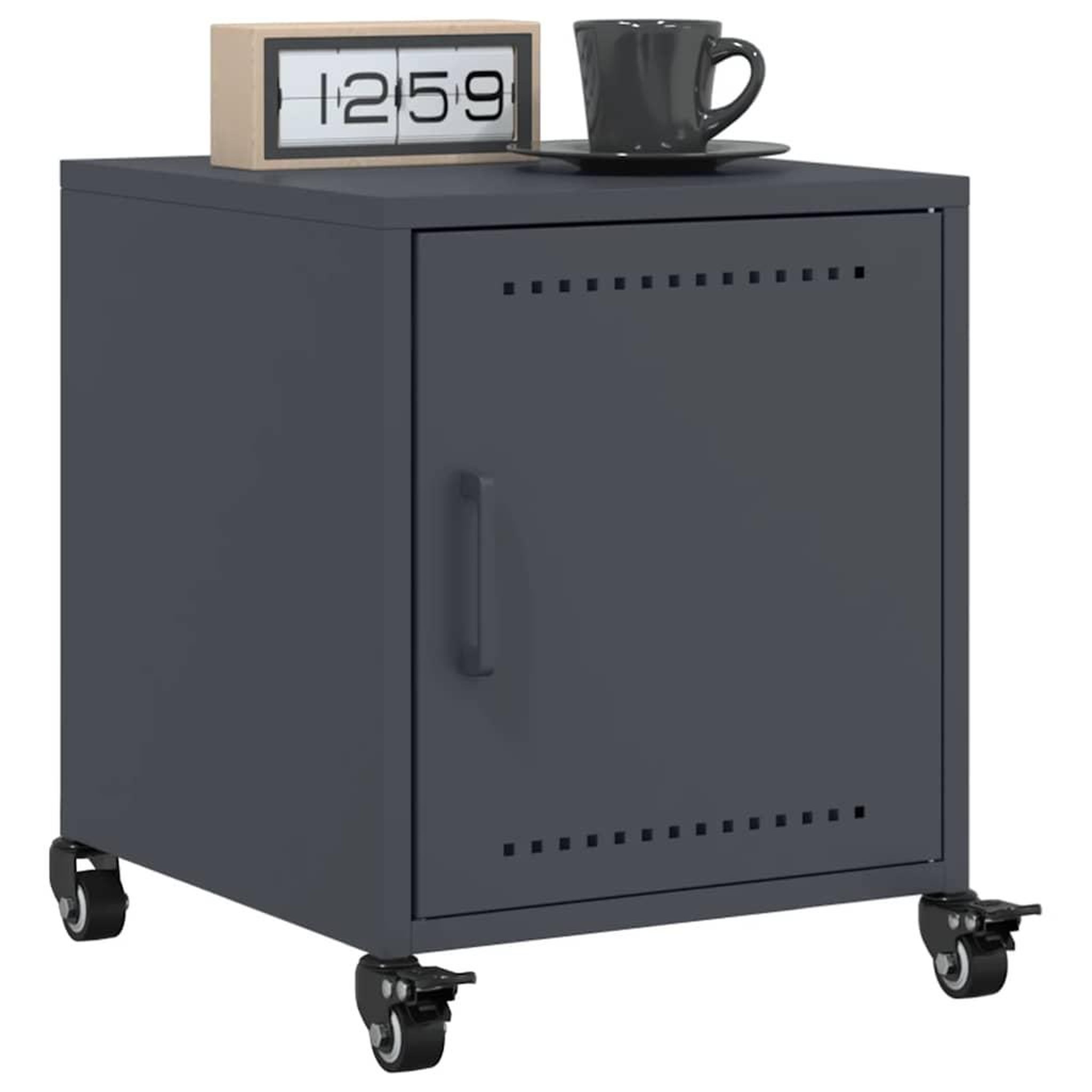 Voir la diapositive 4 : VIDAXL Table de chevet anthracite 36x39x43,5 cm acier