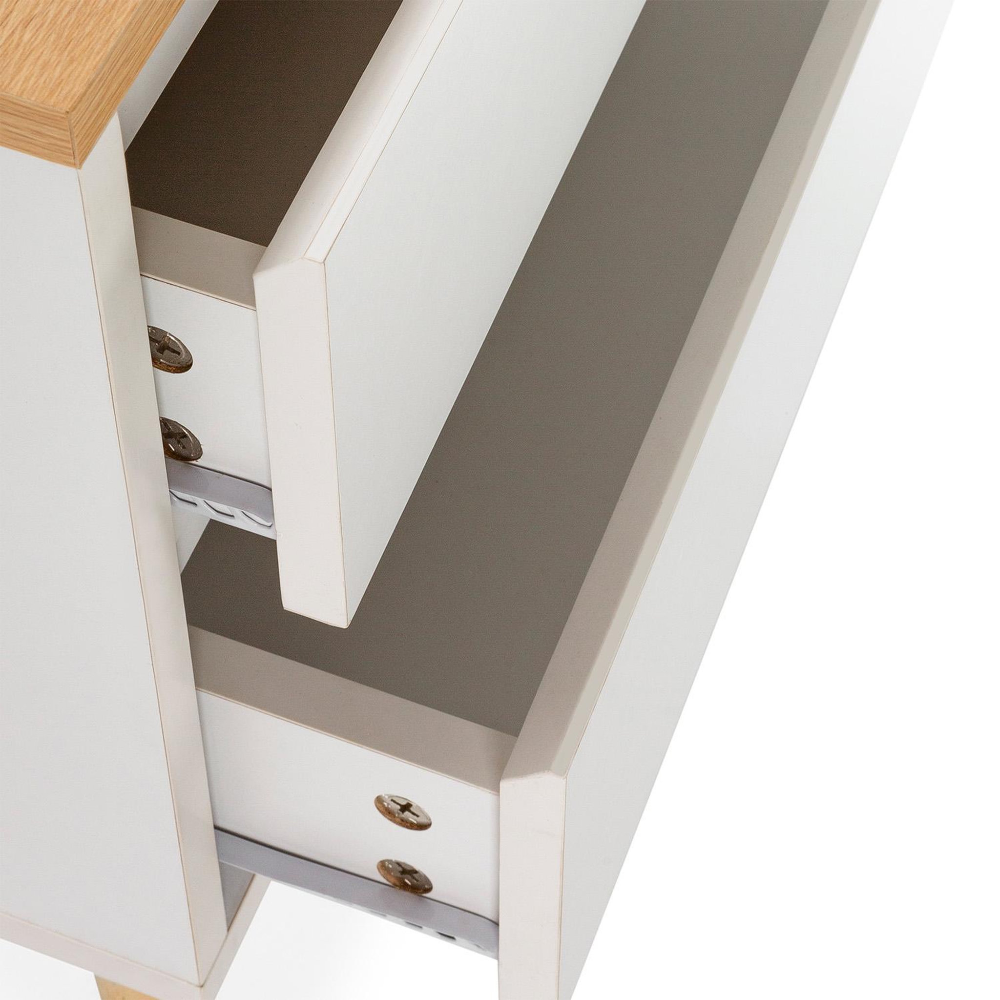 Voir la diapositive 5 : VS VENTA-STOCK Table de chevet Desi 2 tiroirs couleur Blanc