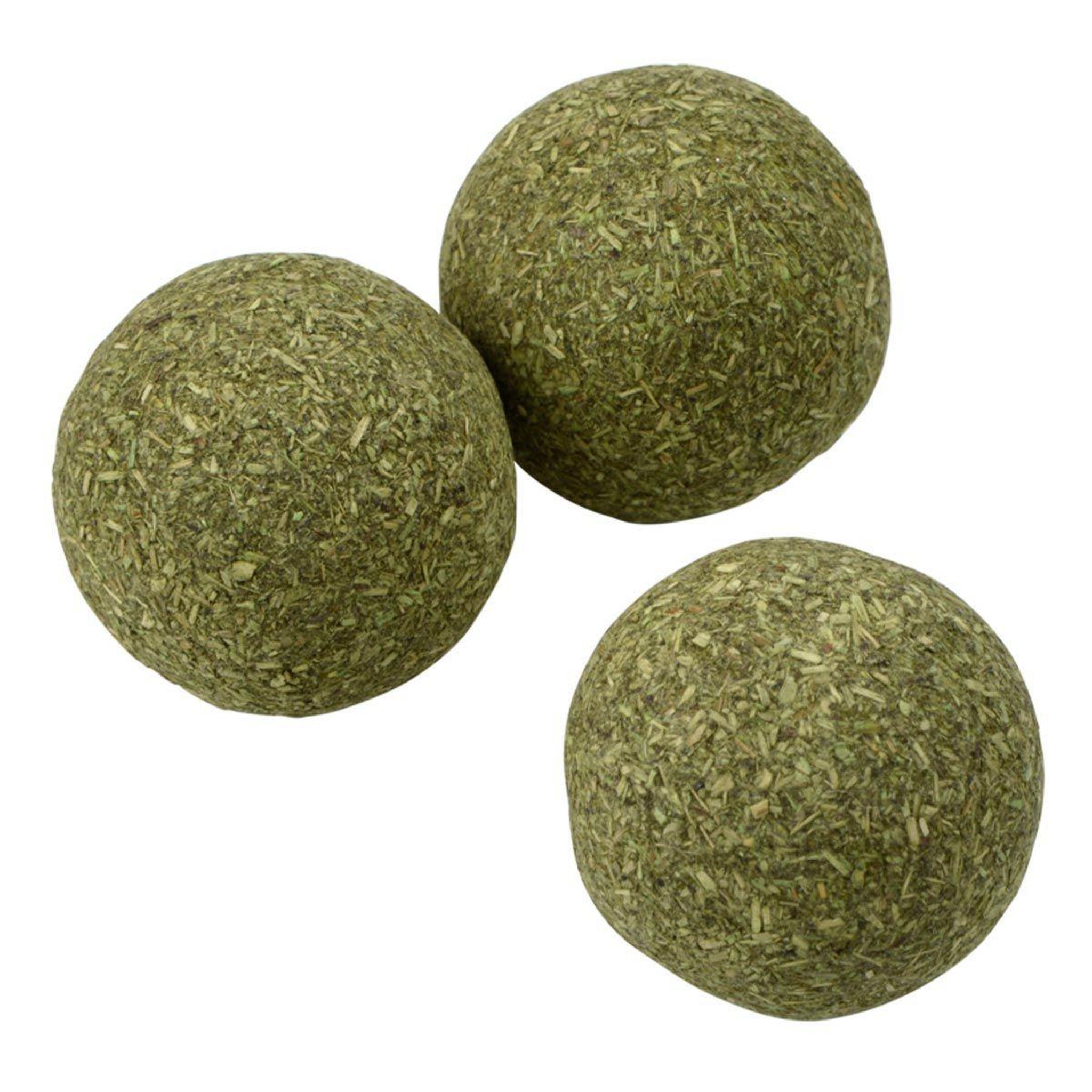 Voir la diapositive 1 : LOVE STORY Lot de 3 balles  herbe à chat  3cm vert