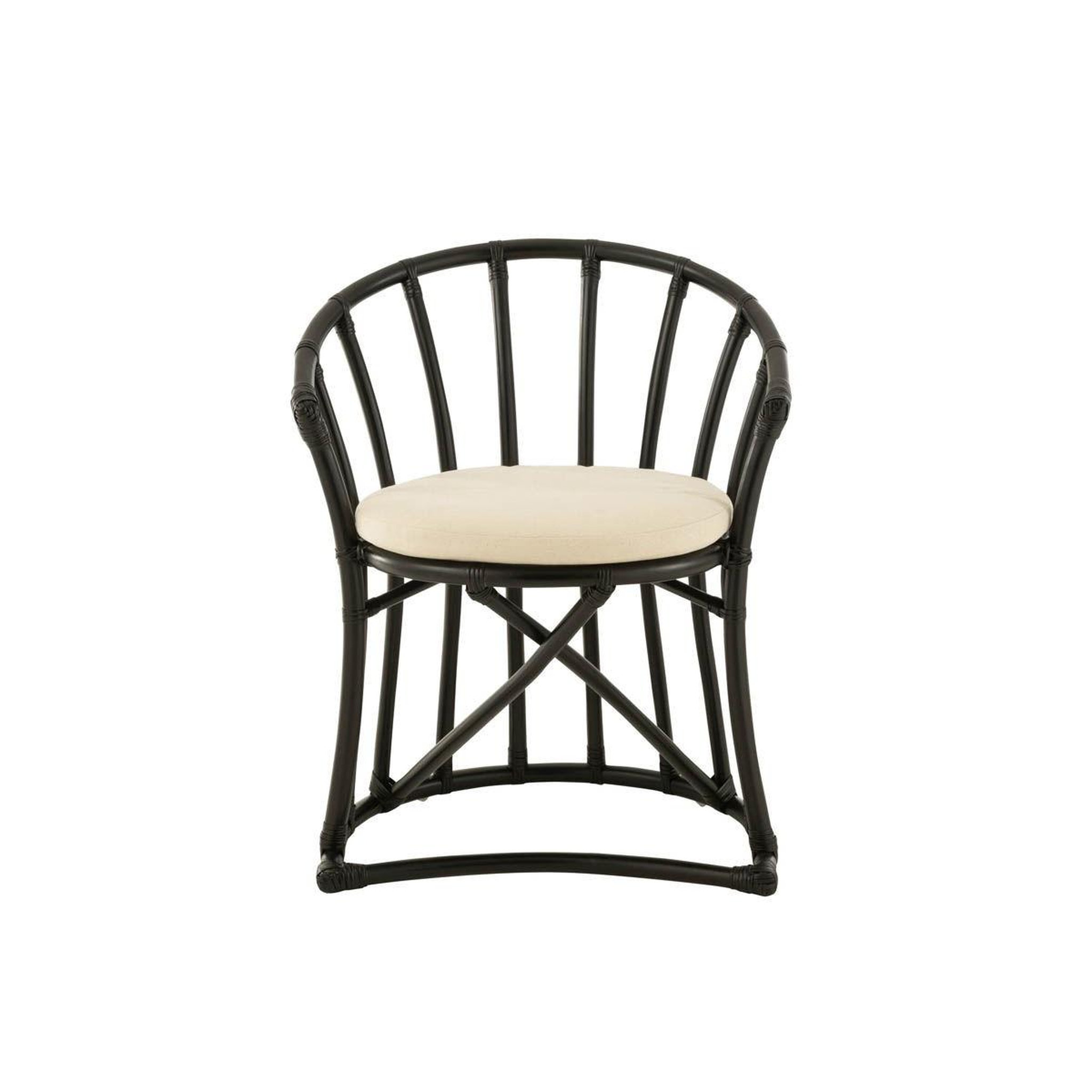 Voir la diapositive 2 : J-LINE Chaise rotin & coussin  howard  70cm noir
