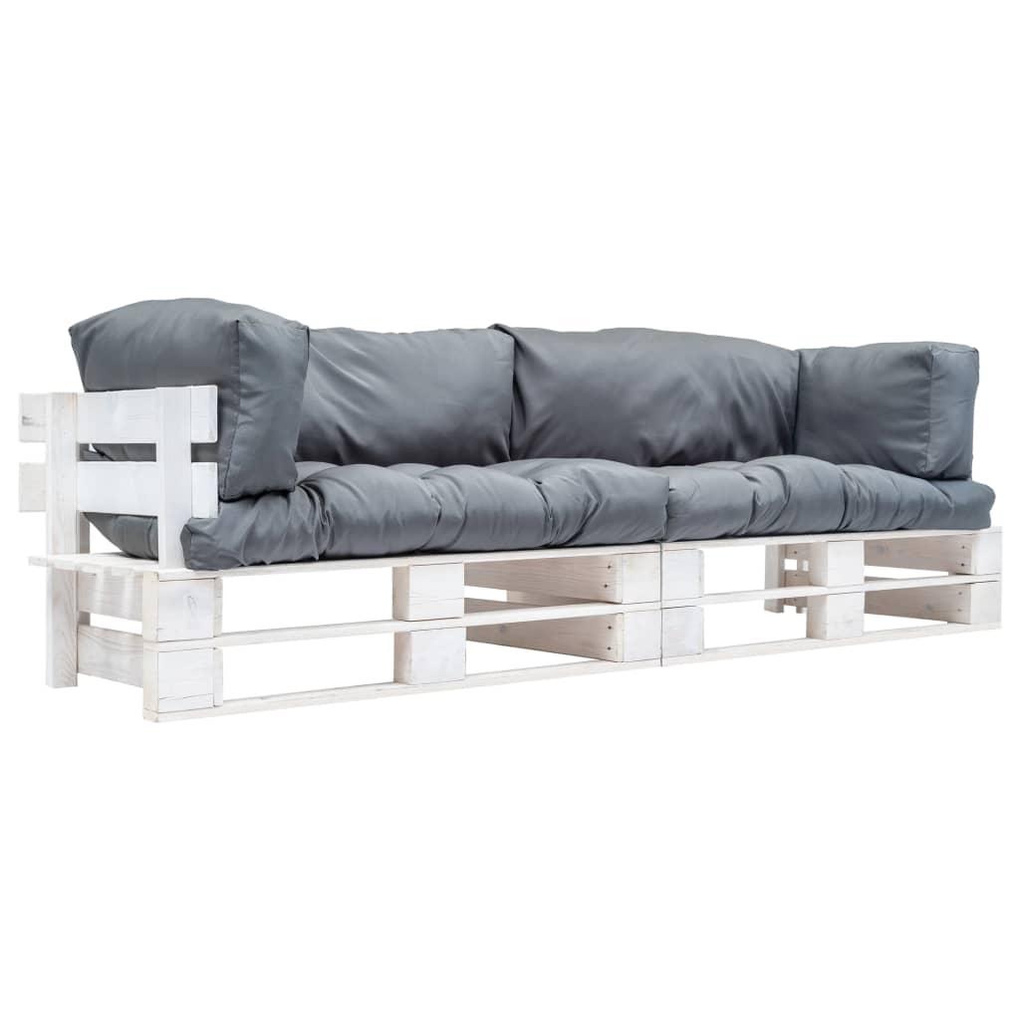 VIDAXL Canapes de jardin palette 2 pcs avec coussins Gris Pinede