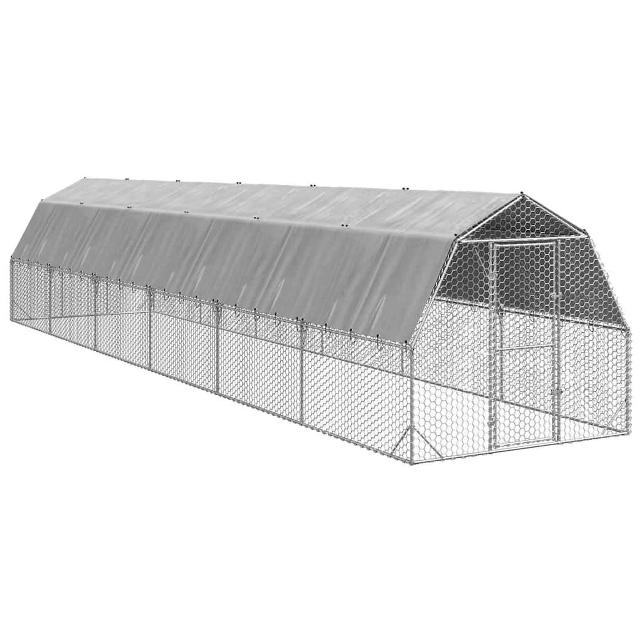 VIDAXL Poulailler avec toit 2,5x12x2,25 m acier galvanise