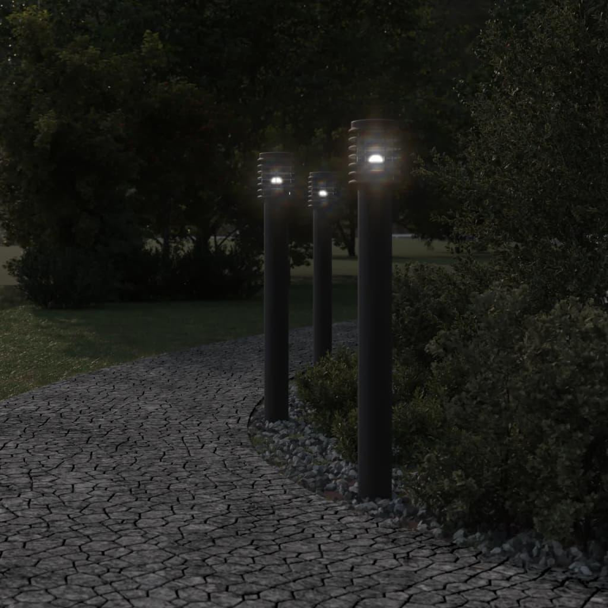 Voir la diapositive 3 : VIDAXL Lampadaire d'exterieur noir 110 cm acier inoxydable