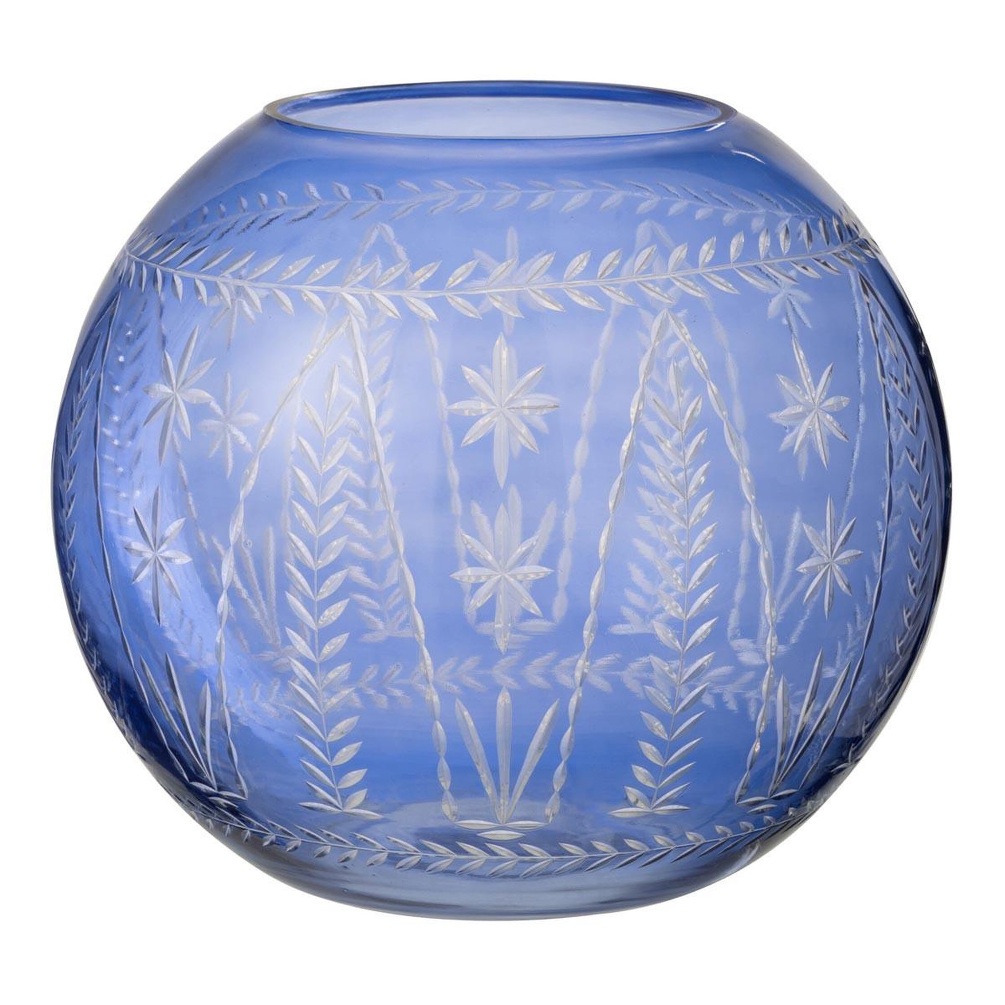 J-LINE Vase rond en verre  tarifa  27cm bleu