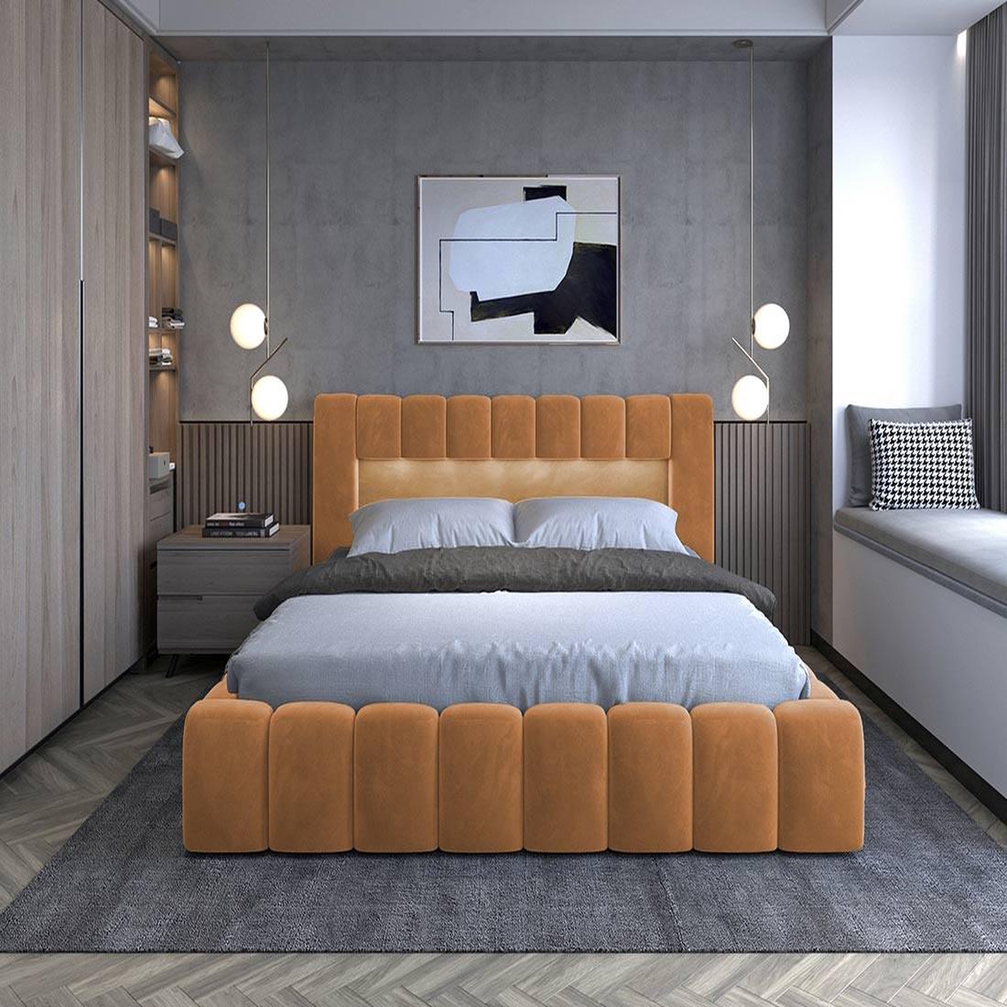 Voir la diapositive 4 : BEST MOBILIER Cleo - lit coffre avec led - 180x200 cm - sommier inclus - en velours