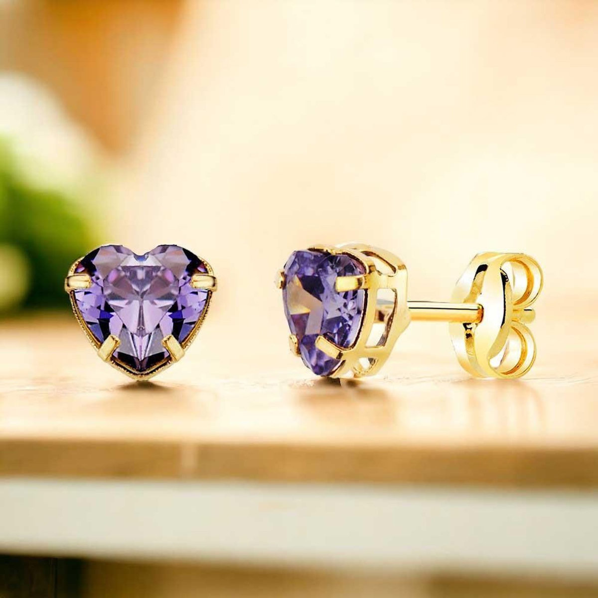 L'ATELIER D'AZUR Boucles d'Oreilles Or 18 Carats 750 - Zirconiums Améthyste