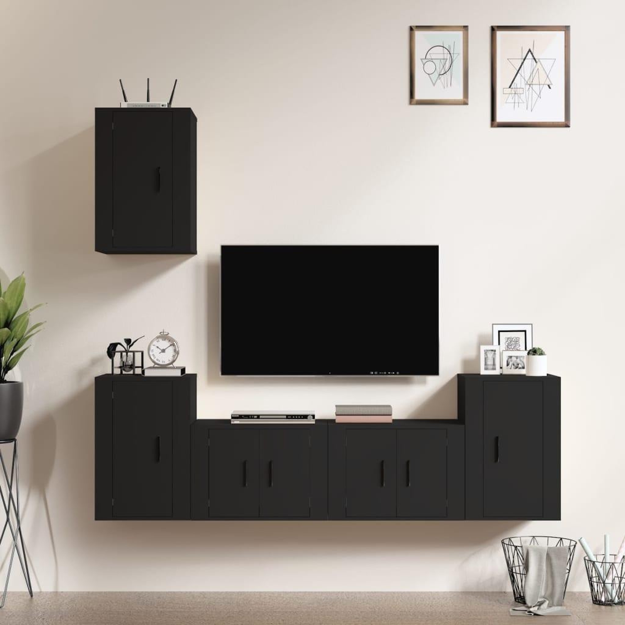 Voir la diapositive 1 : VIDAXL Ensemble de meubles TV 5 pcs Noir Bois d'ingenierie