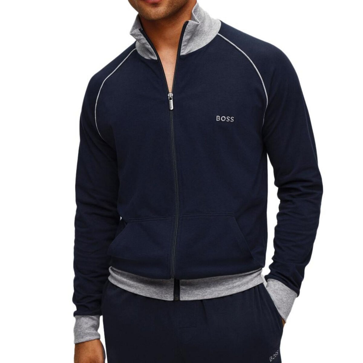 Sweat zippé Marine Homme Hugo Boss Z pas cher 