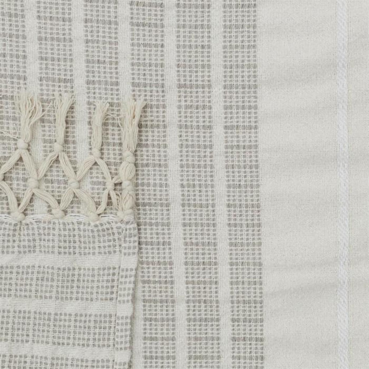 Paris Prix Plaid à Franges  Imprimé  130x160cm Beige & Blanc