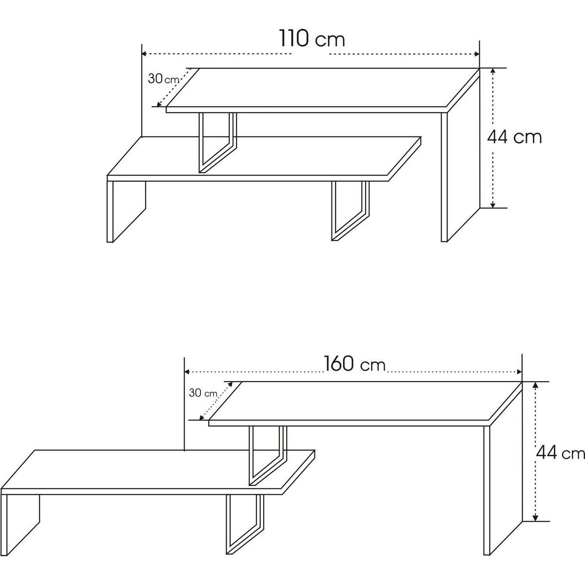 TOILINUX Meuble TV design industriel Ovit - L. 120 x H. 45 cm - Marron