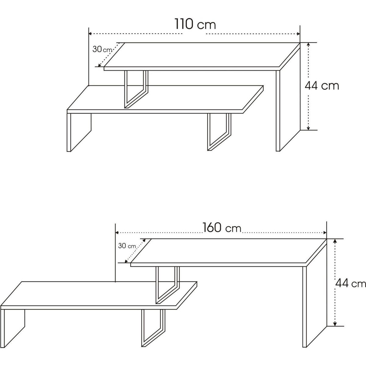TOILINUX Meuble TV design industriel Ovit - L. 120 x H. 45 cm - Marron
