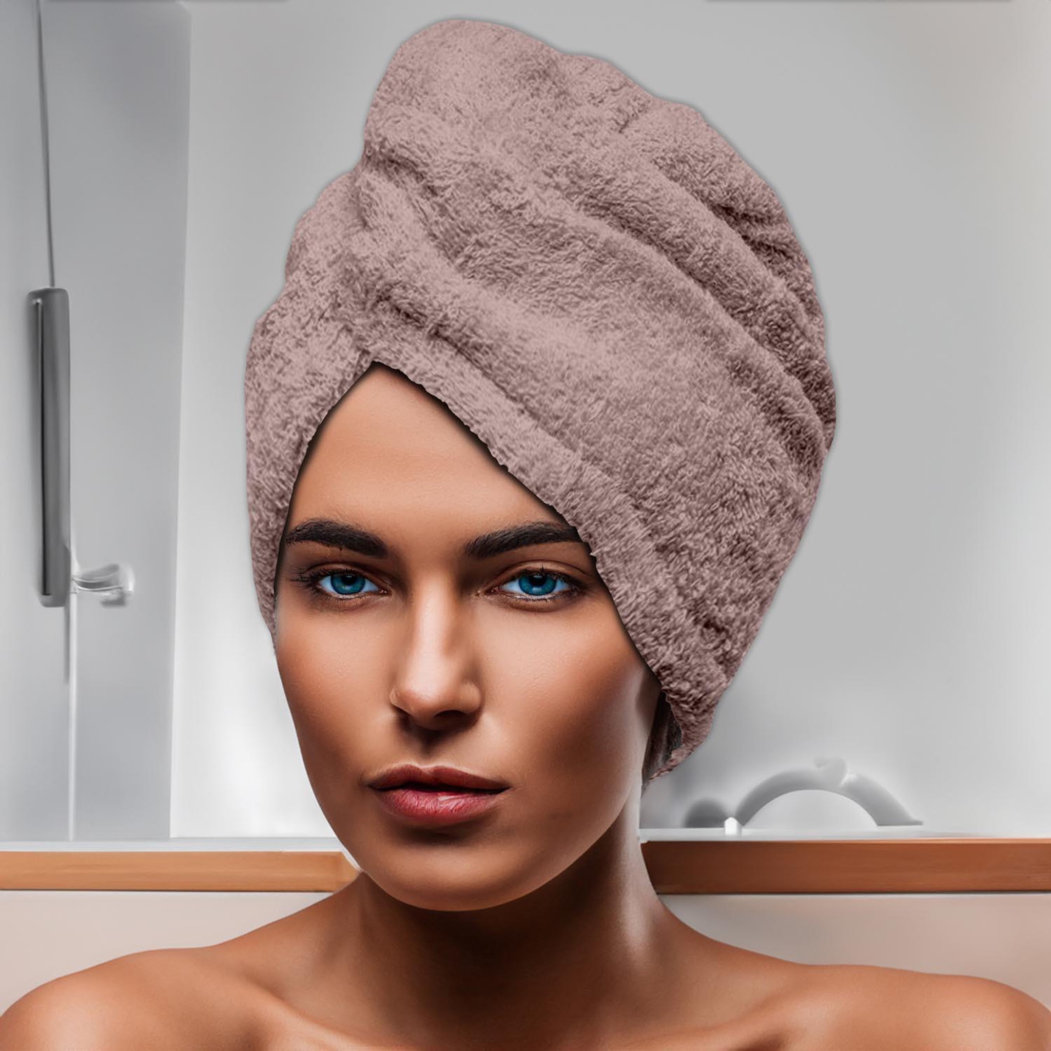 Voir la diapositive 1 : SOLEIL D'OCRE Serviette de bain pour la tête en coton 24x62 cm LAGUNE, par Soleil d'Ocre