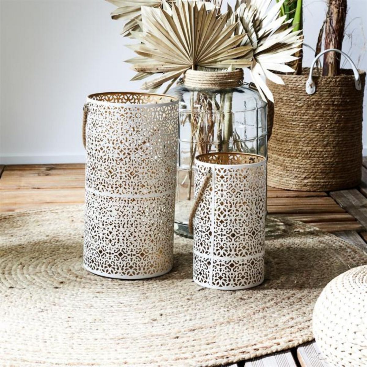 Paris Prix Lot de 2 Lanternes Déco  Ajouré  39cm Blanc