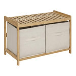FIVE Banc 2 Paniers de Rangements en Bambou  Tidy  66cm Naturel
