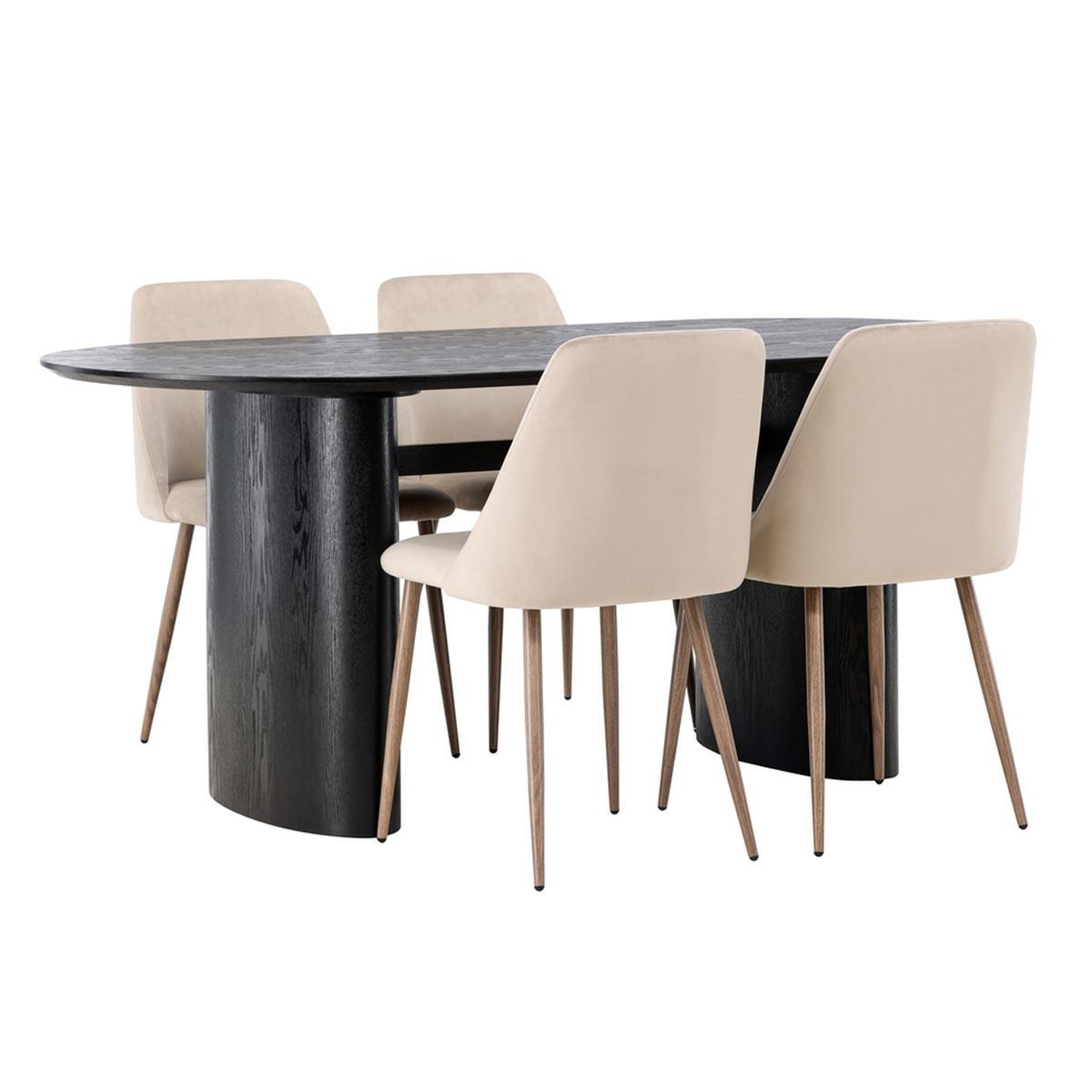 Paris Prix Ensemble table à manger & 4 chaises  isolde & night  180cm noir & beige