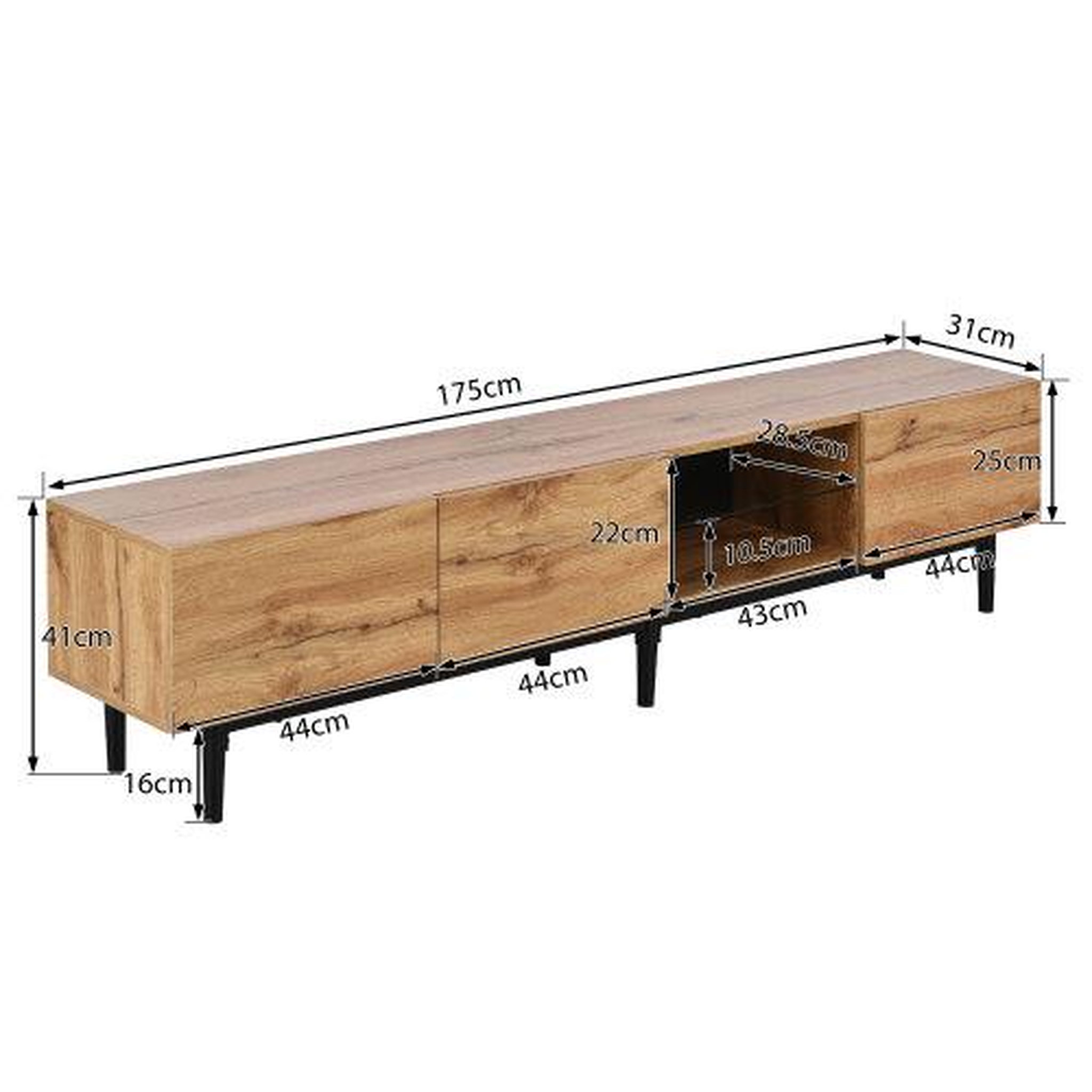 Voir la diapositive 3 : MERAX Meuble tv bois clair 175 cm mdf