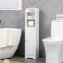 KLEANKIN Meuble WC armoire toilette - porte, 2 étagères, niche, support papier - dim. 23L x 18l x 100H cm - blanc