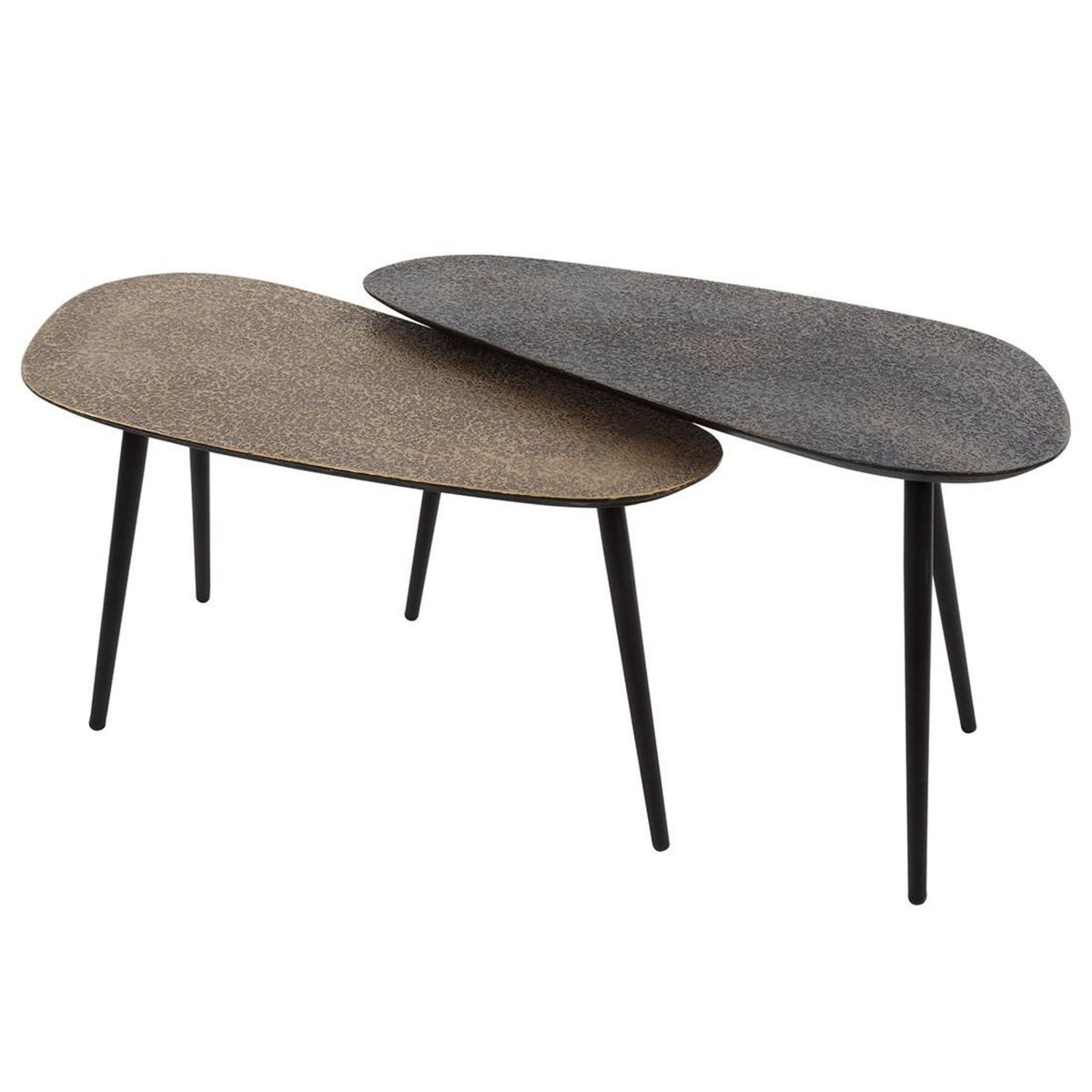LISA DESIGN Kahoni - lot de 2 tables basses gigognes - doré et noir ...