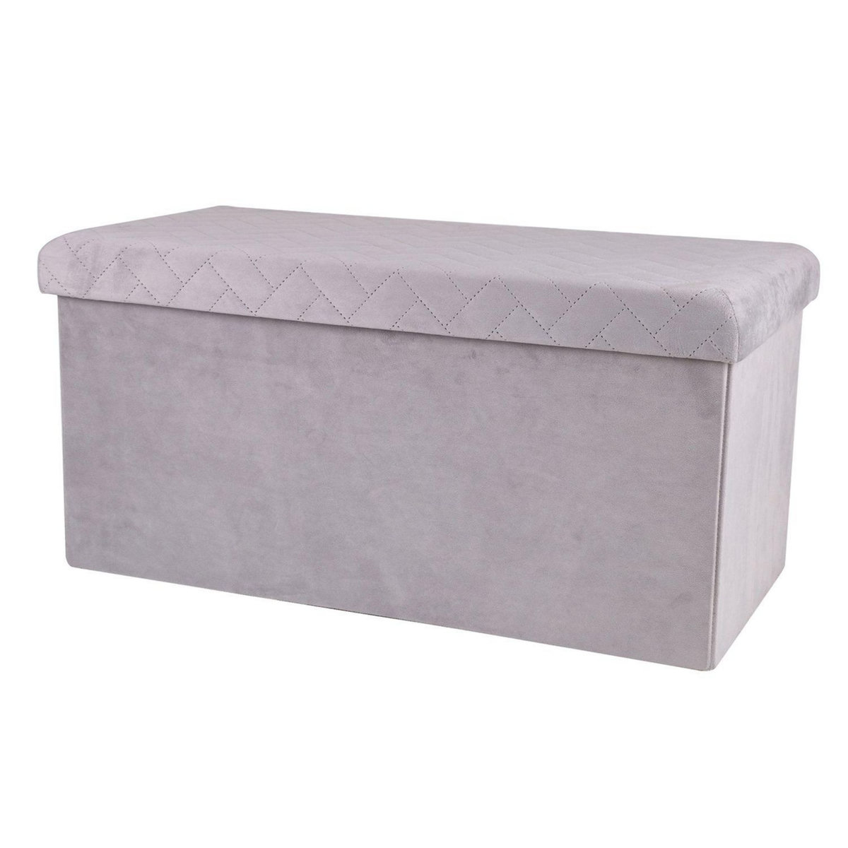 TOILINUX Banc de rangement pliable Kube en velours - Gris clair